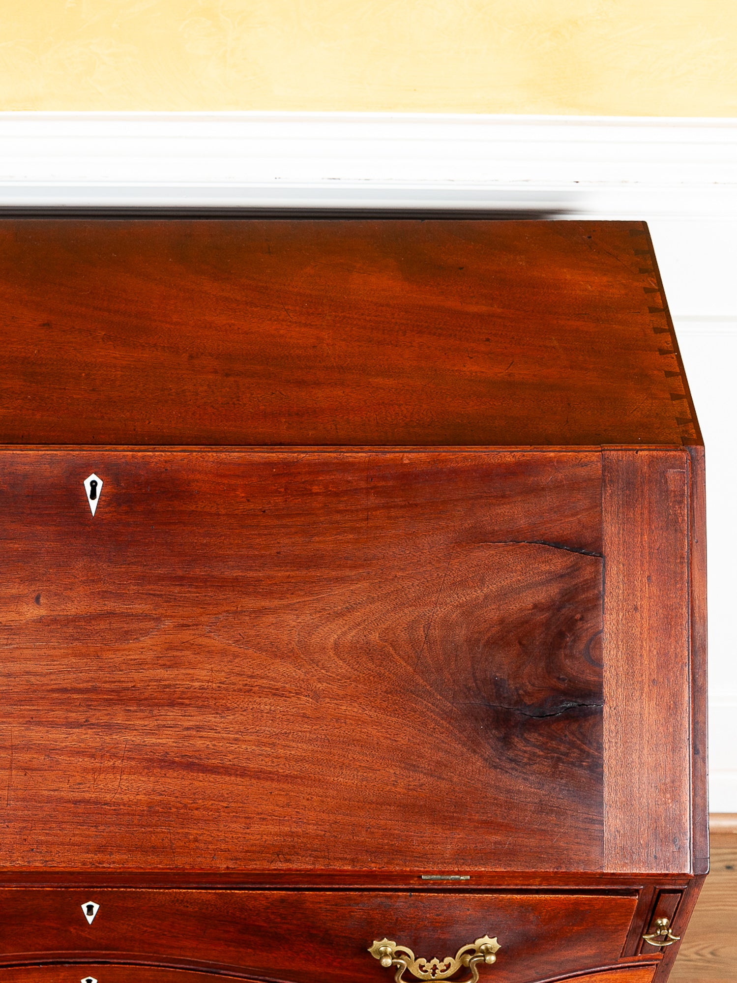 Early 19th Century American Chippendale Mahogany Slant-Front Desk, Dated 1804