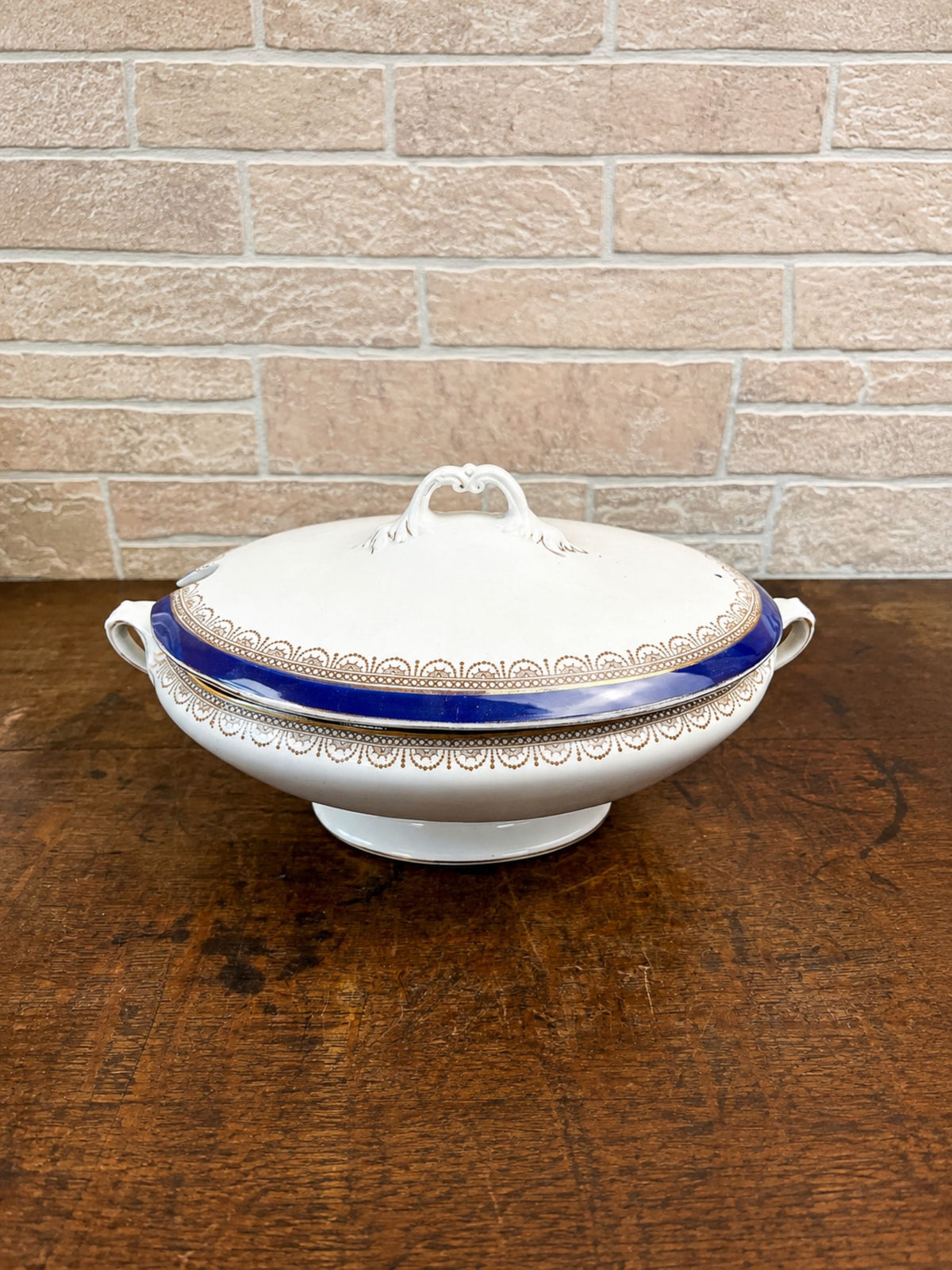 English Lidded Tureen with Cobalt Blue & Gold Decoration, circa 1910