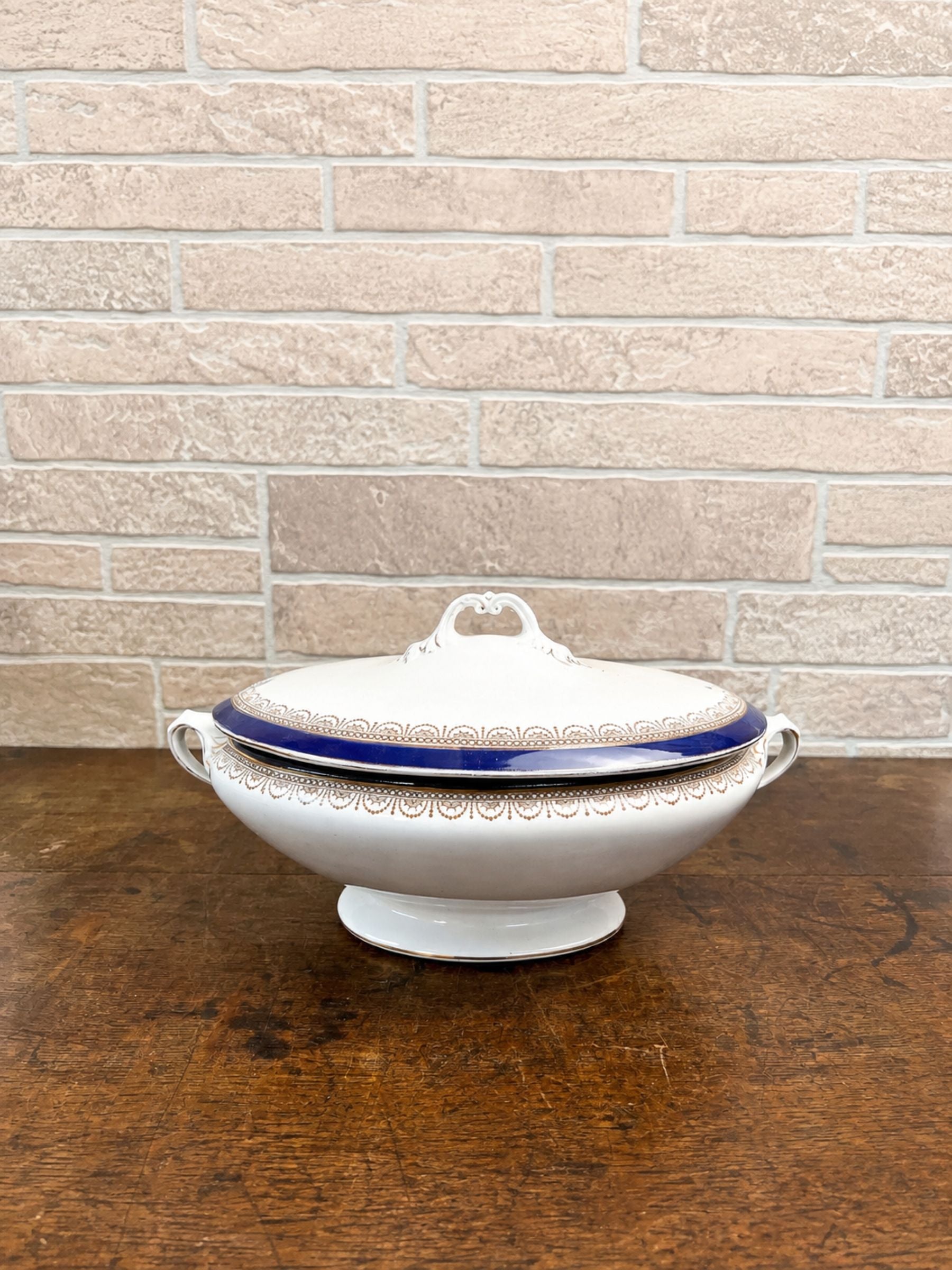 English Lidded Tureen with Cobalt Blue & Gold Decoration, circa 1910