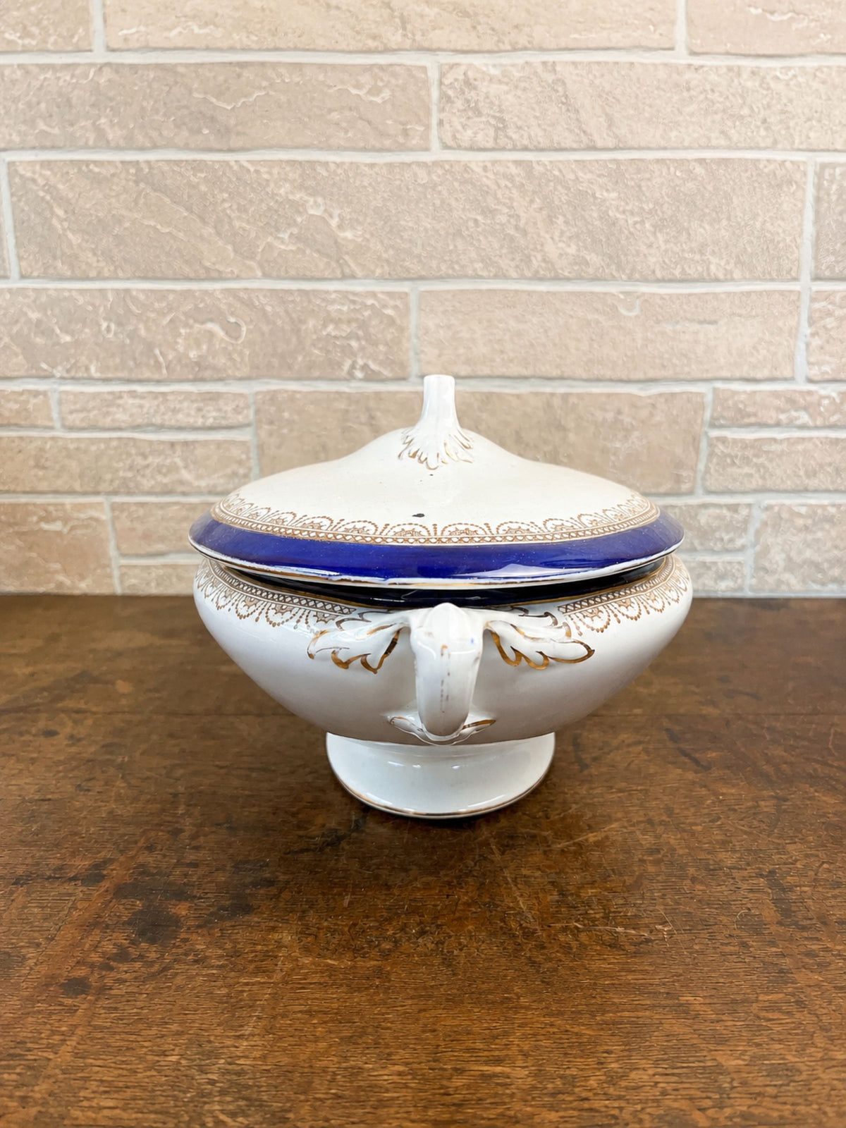 English Lidded Tureen with Cobalt Blue & Gold Decoration, circa 1910