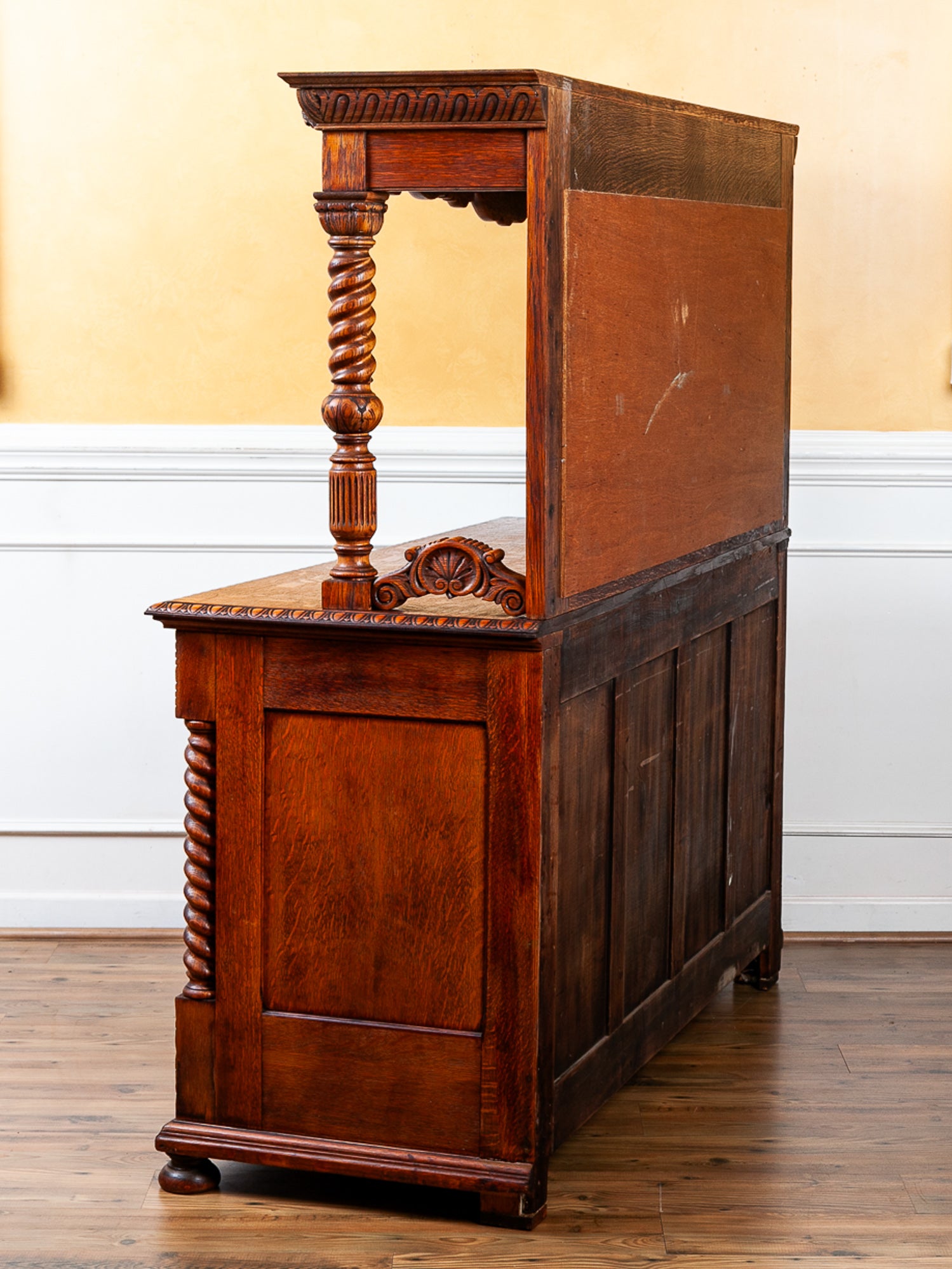 19th Century American Carved Oak Sideboard with Mirror