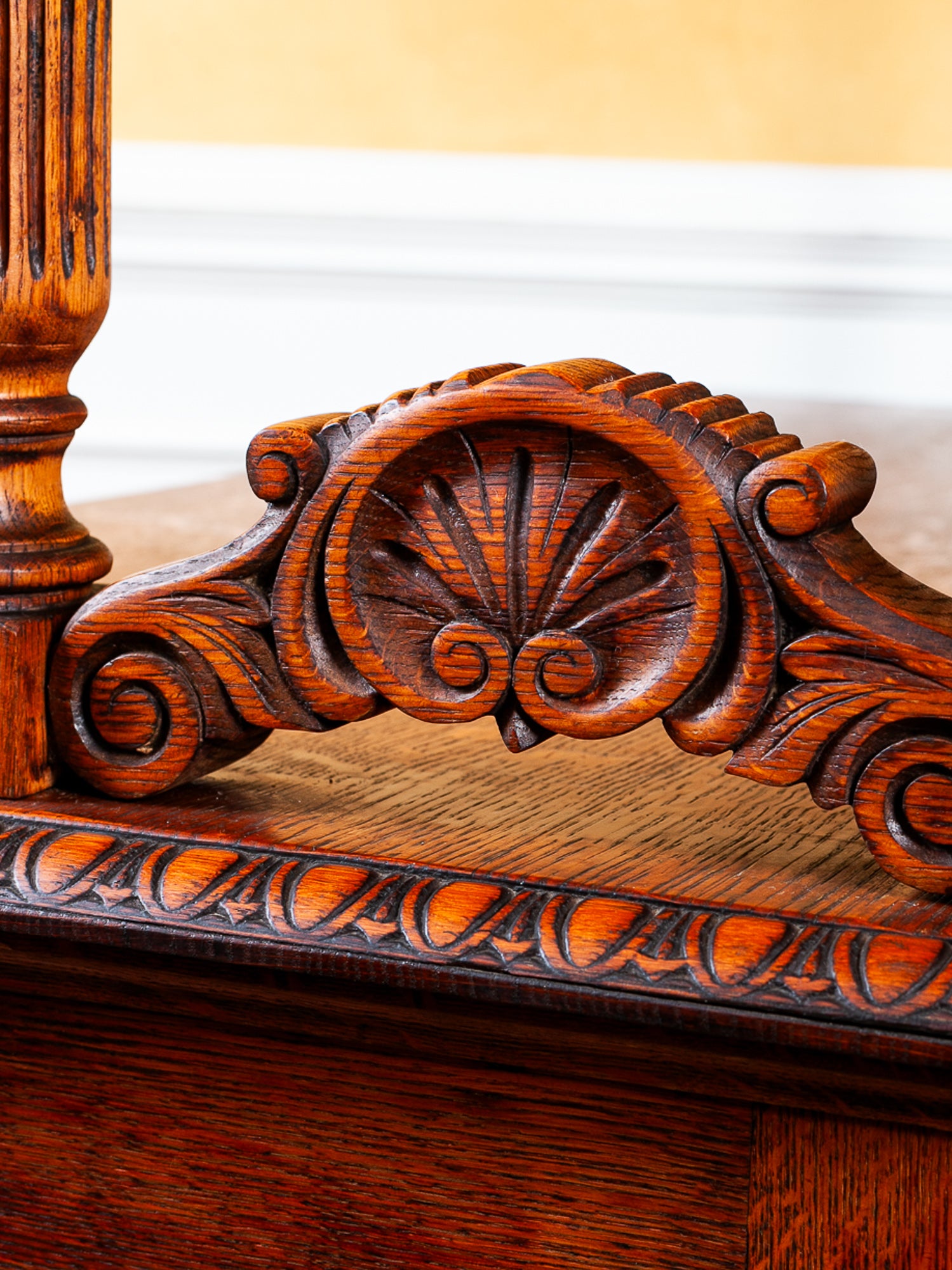 19th Century American Carved Oak Sideboard with Mirror