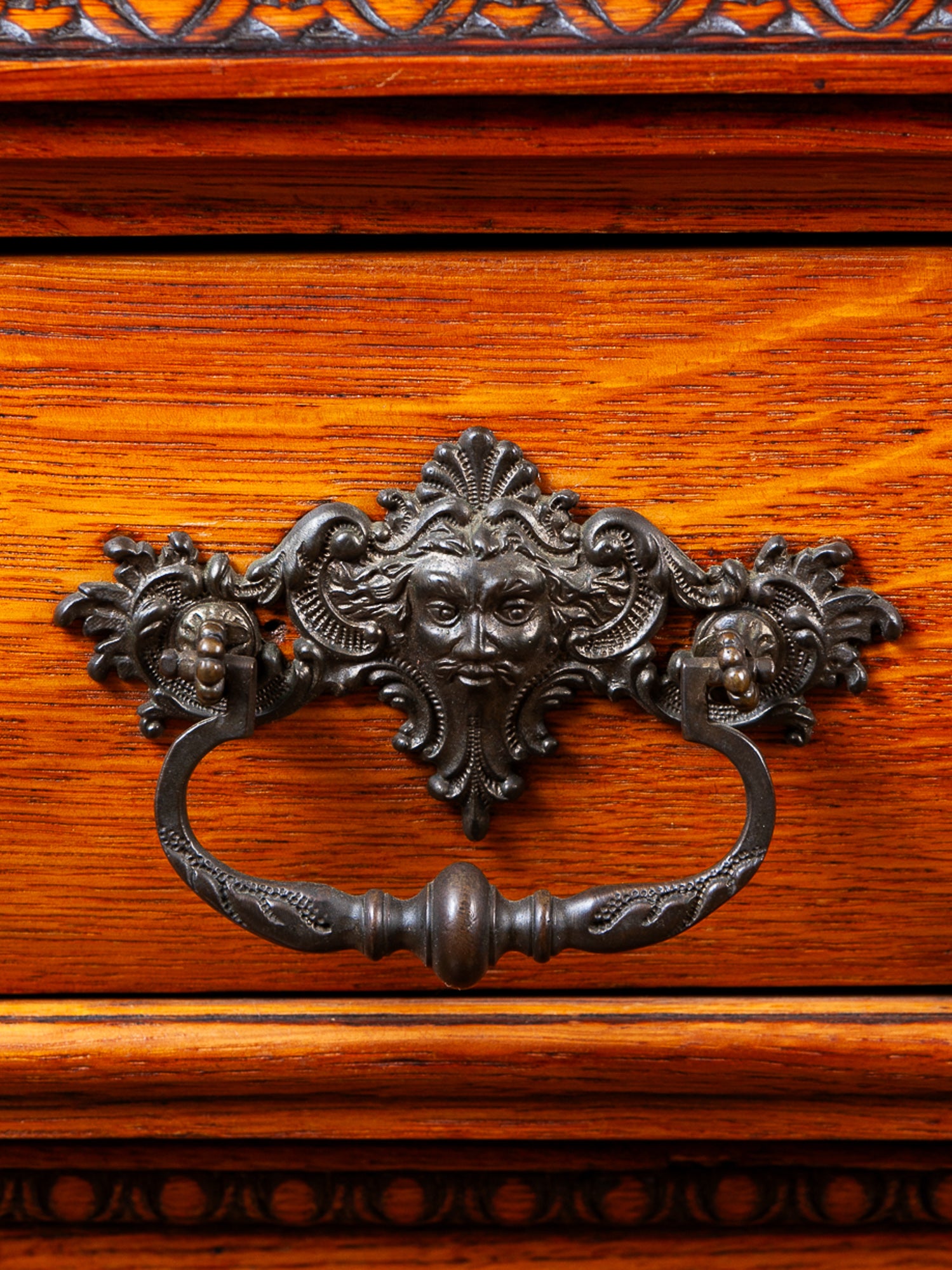 19th Century American Carved Oak Sideboard with Mirror