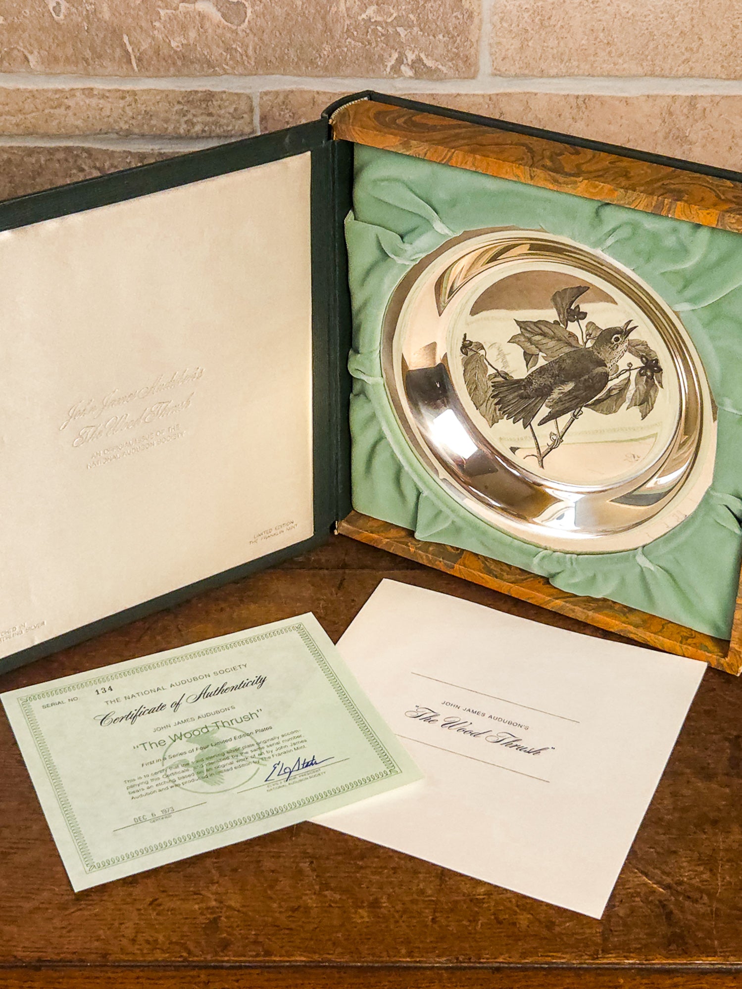 Vintage Franklin Mint National Audubon Society Sterling Silver Plate Limited Edition 1973