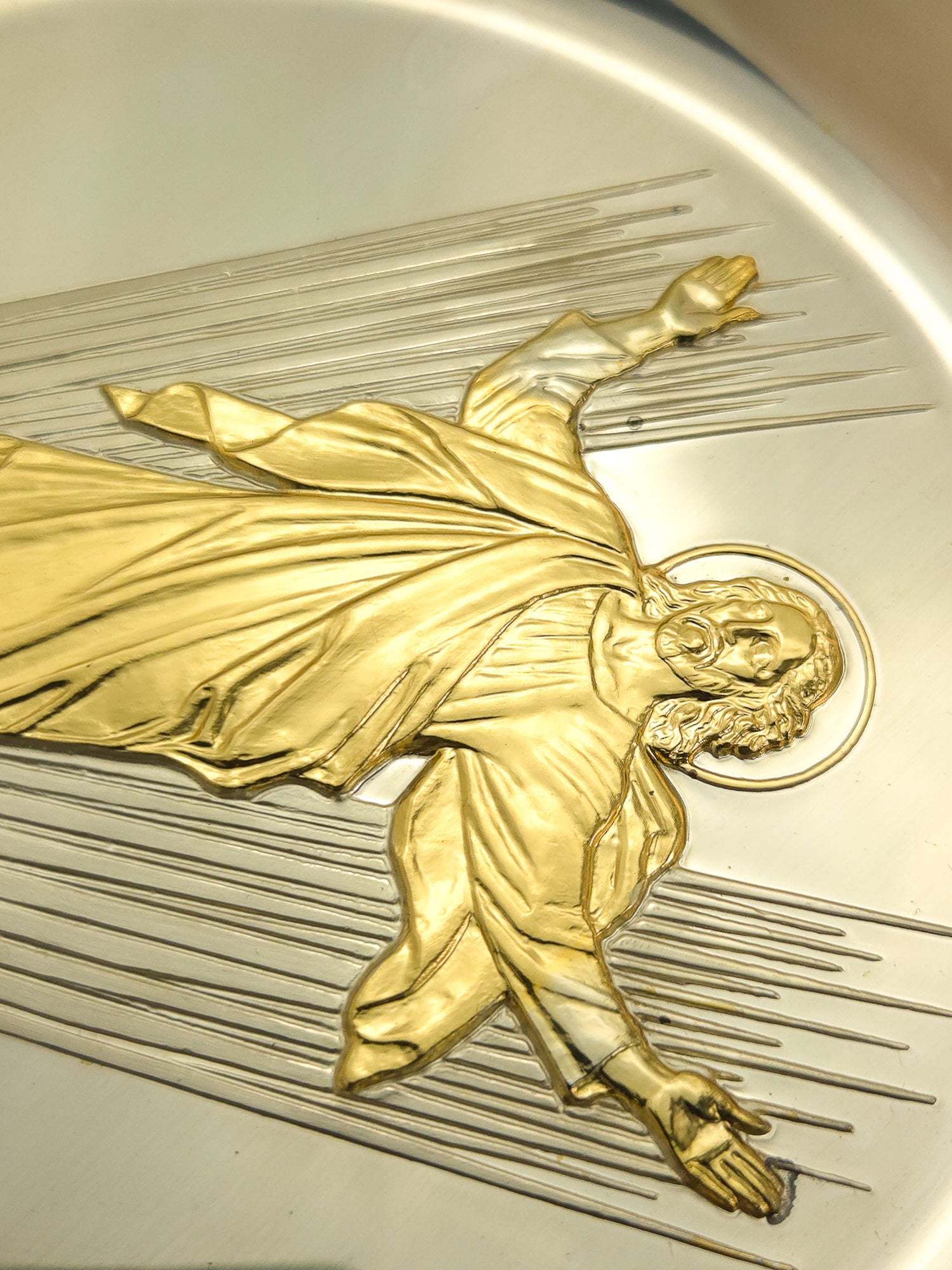 Vintage Franklin Mint Sterling Silver and 24K Gold "Resurrection" Plate.