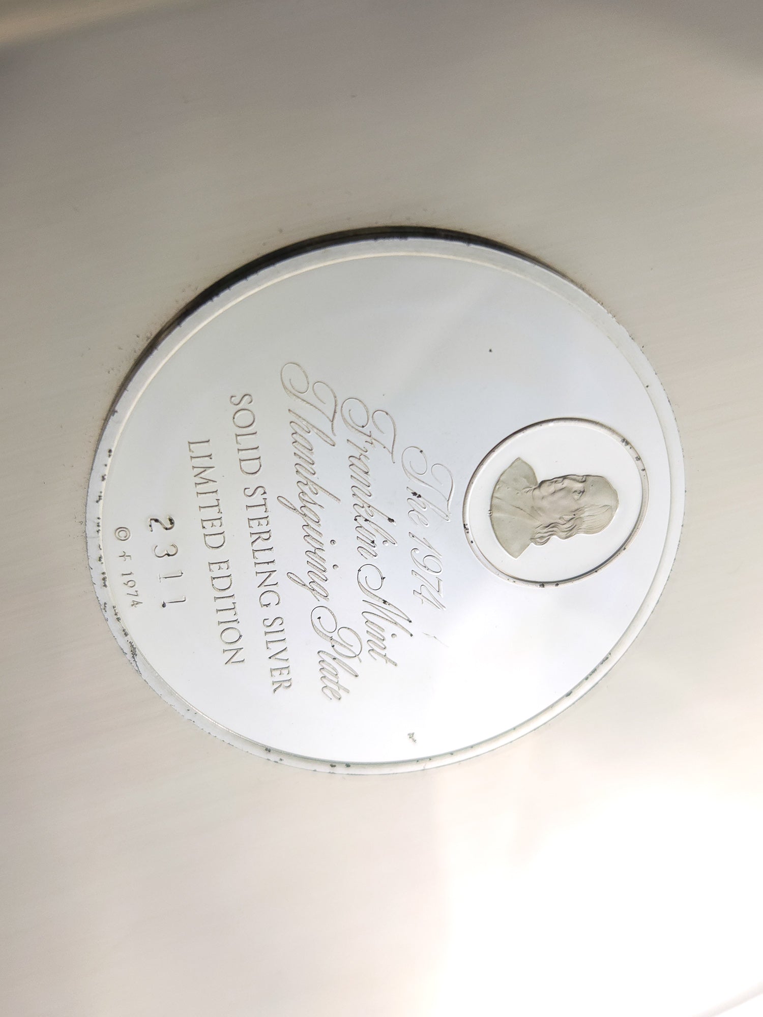 Vintage Franklin Mint Thanksgiving Sterling Silver Limited Edition Plate