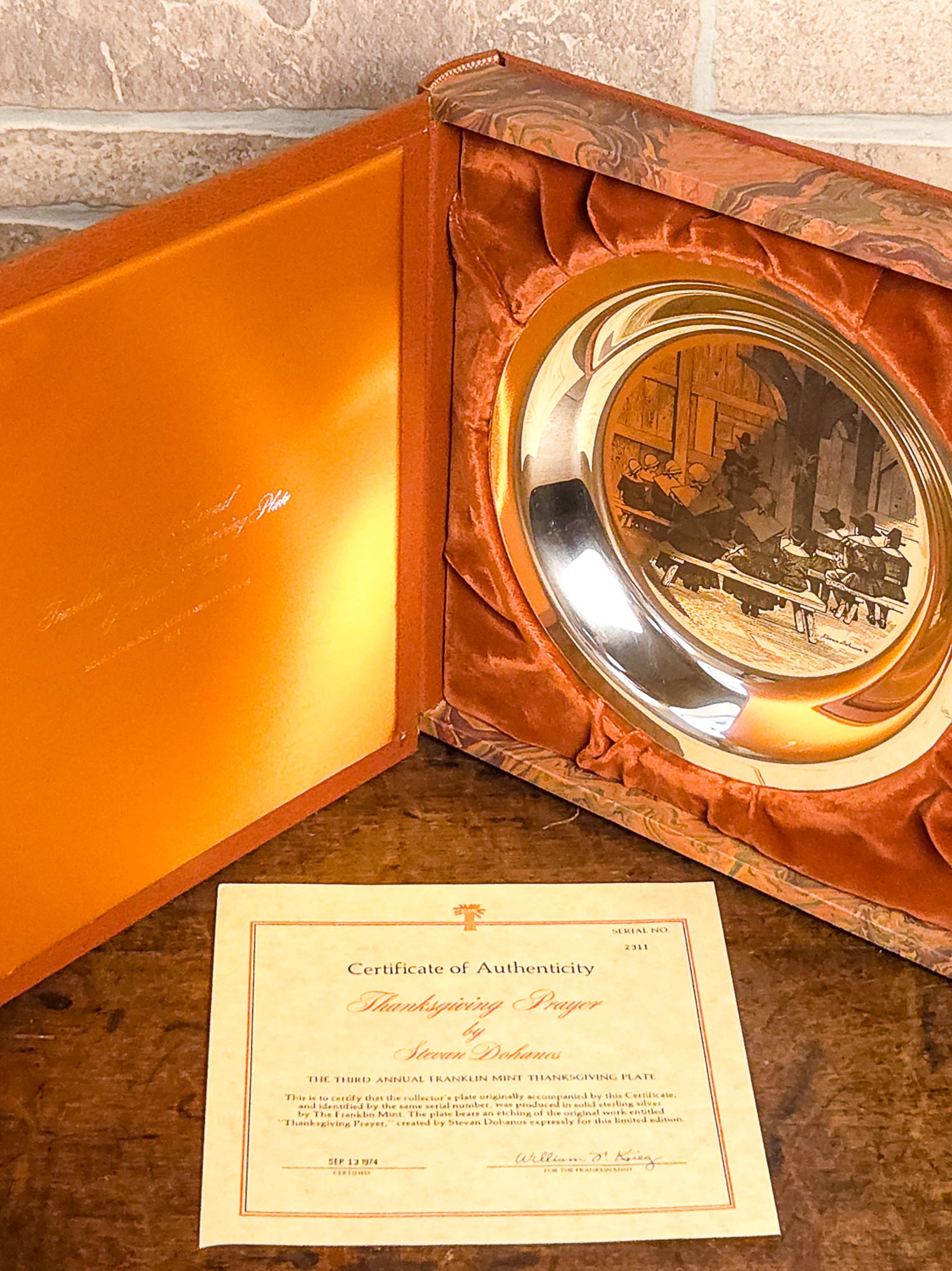Vintage Franklin Mint Thanksgiving Sterling Silver Limited Edition Plate