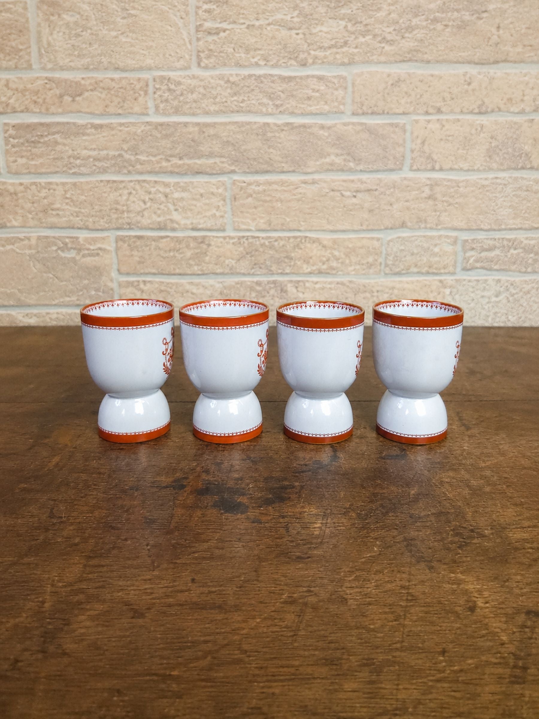 Set of Four Spode Newburyport Red Footed Dessert Goblets, England