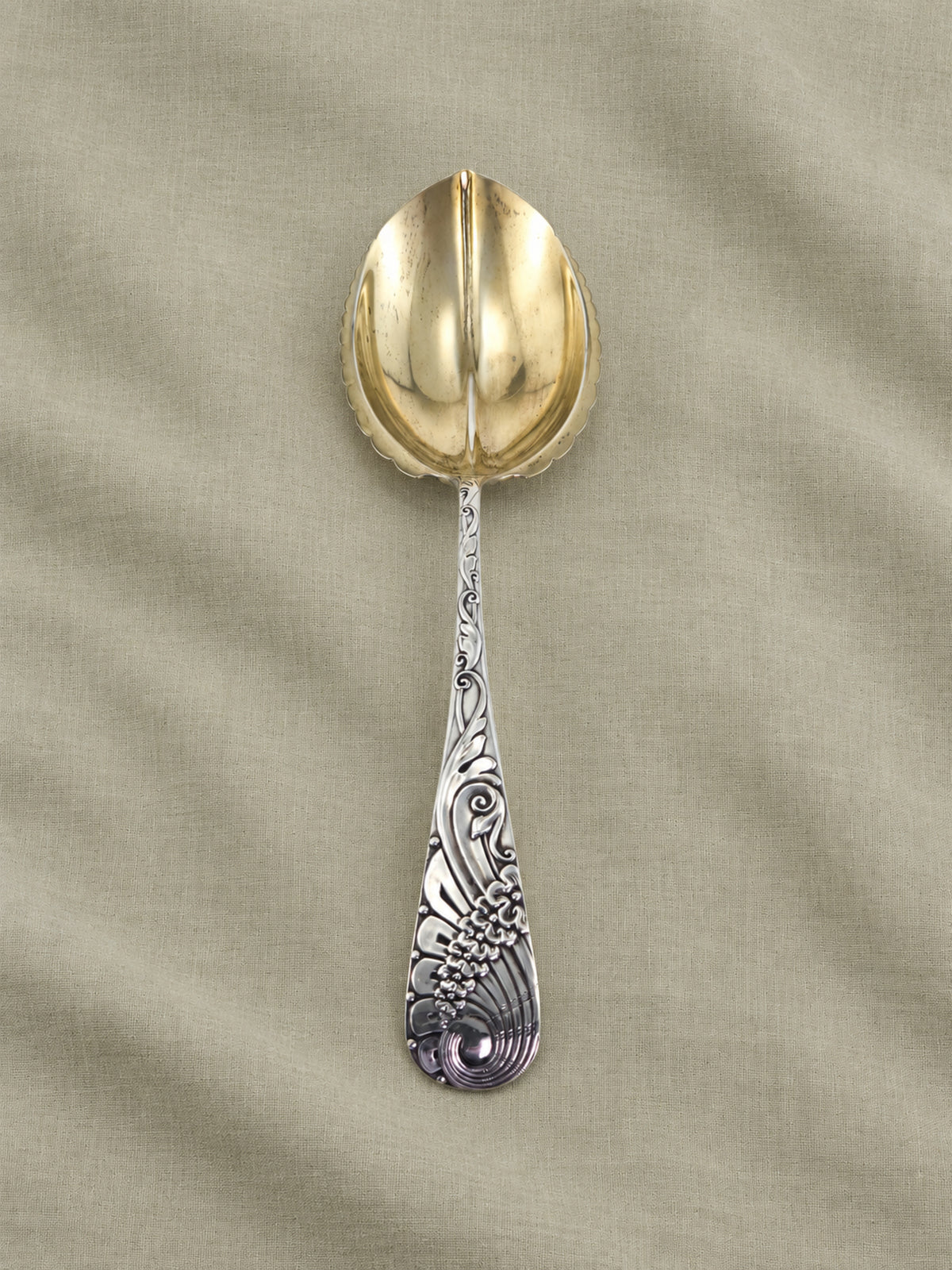 Davis & Galt Sterling Silver Gilt Serving Spoon, Circa 1888–1896