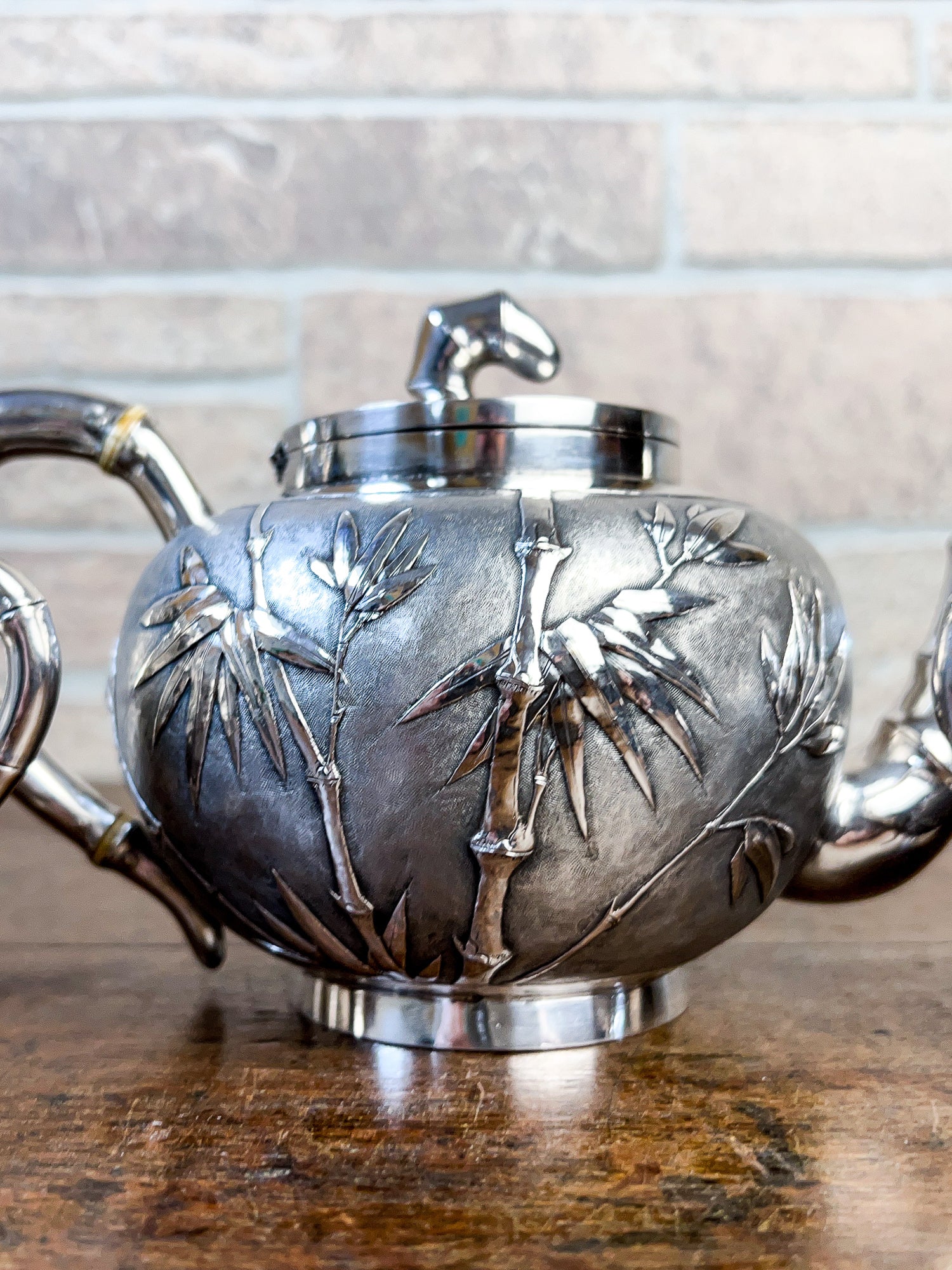 Antique Chinese Export Sterling Silver Three-Piece Tea Set by Tuck Chang