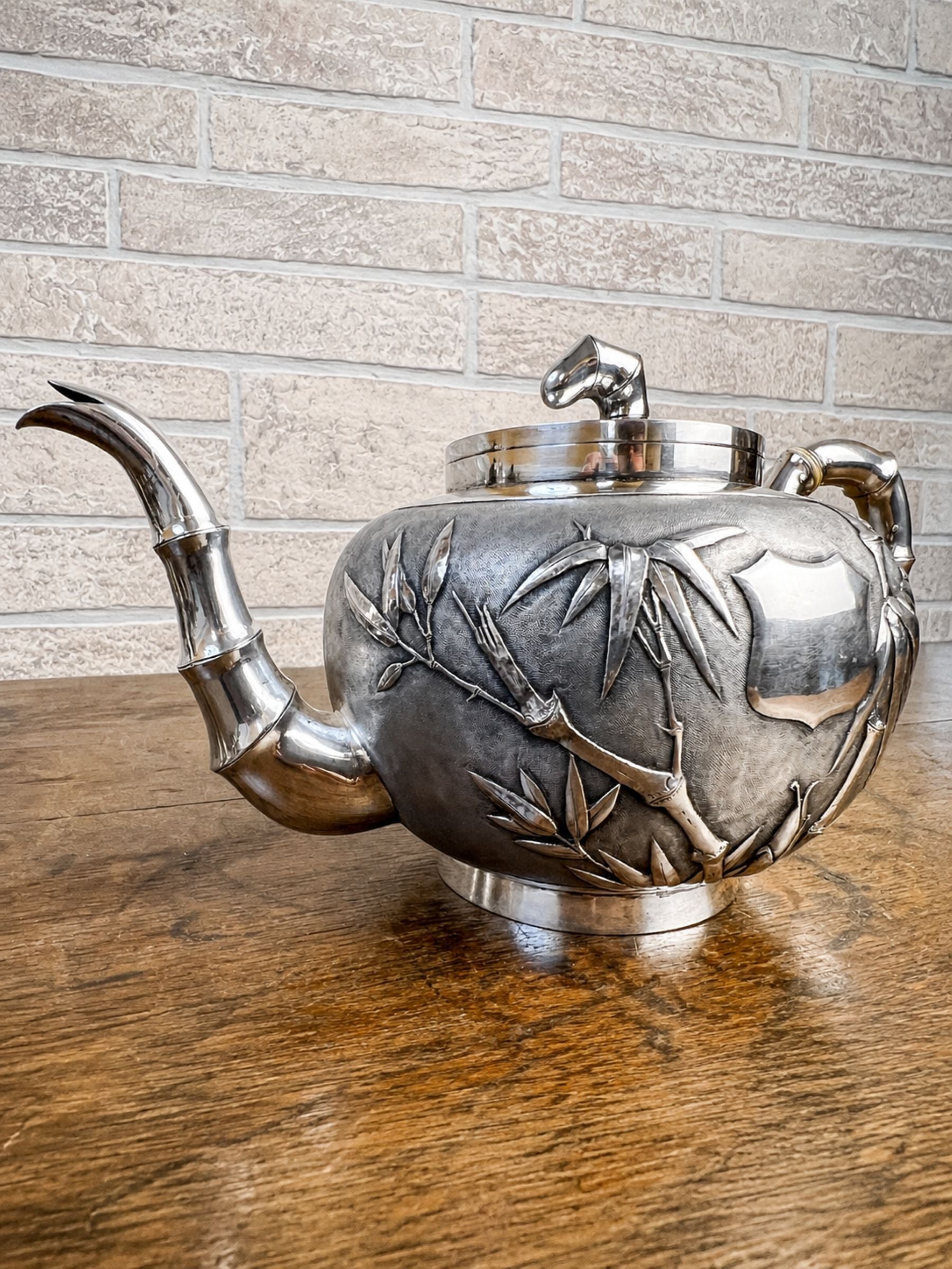Antique Chinese Export Sterling Silver Three-Piece Tea Set by Tuck Chang