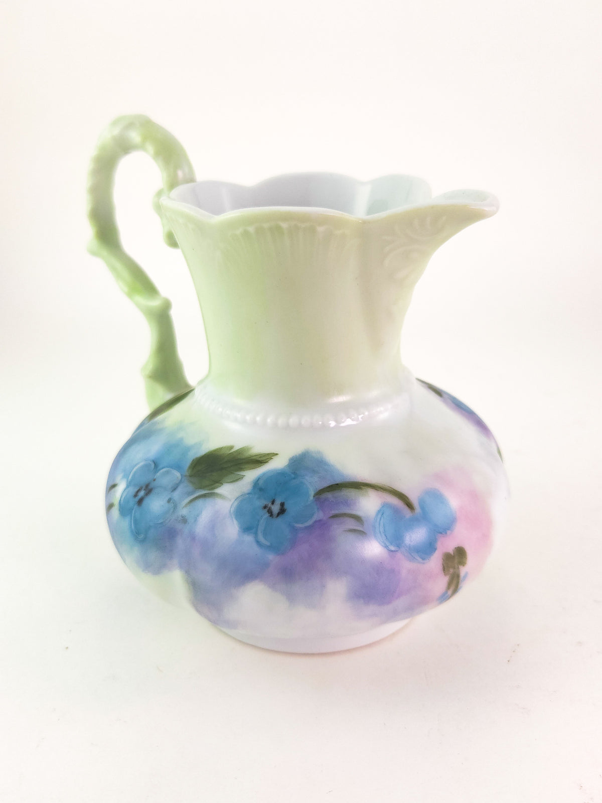 Hand-Painted Porcelain Three-Piece Tea Set with Floral Decoration