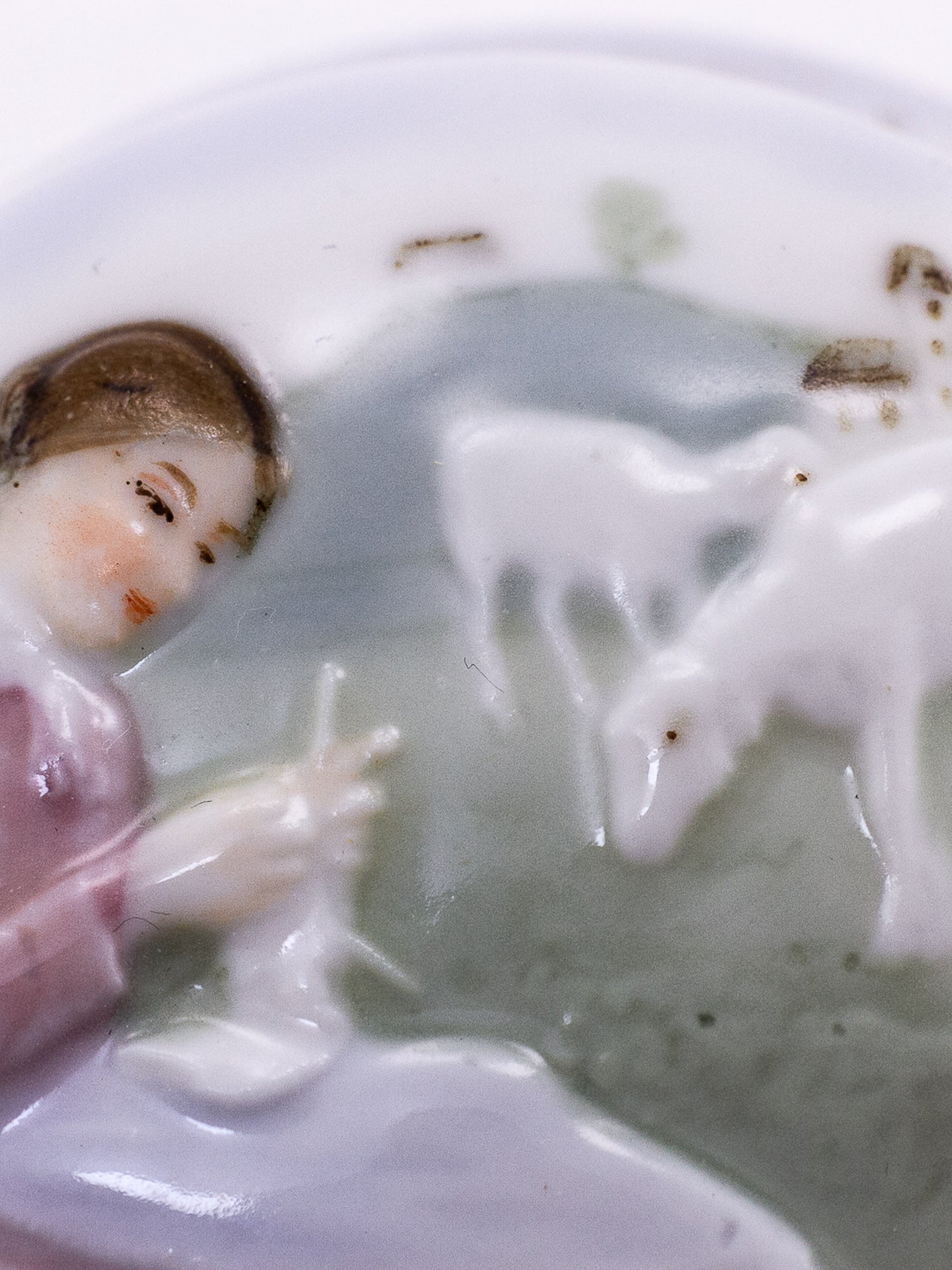 Antique Karl Ens Porcelain Trinket Box with Pastoral Scene, Circa 1900–1919