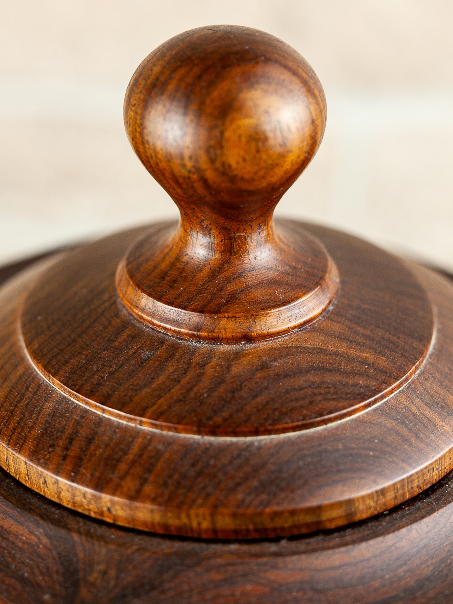 Mid-Century Solid Walnut Lidded Urn or Tobacco Jar