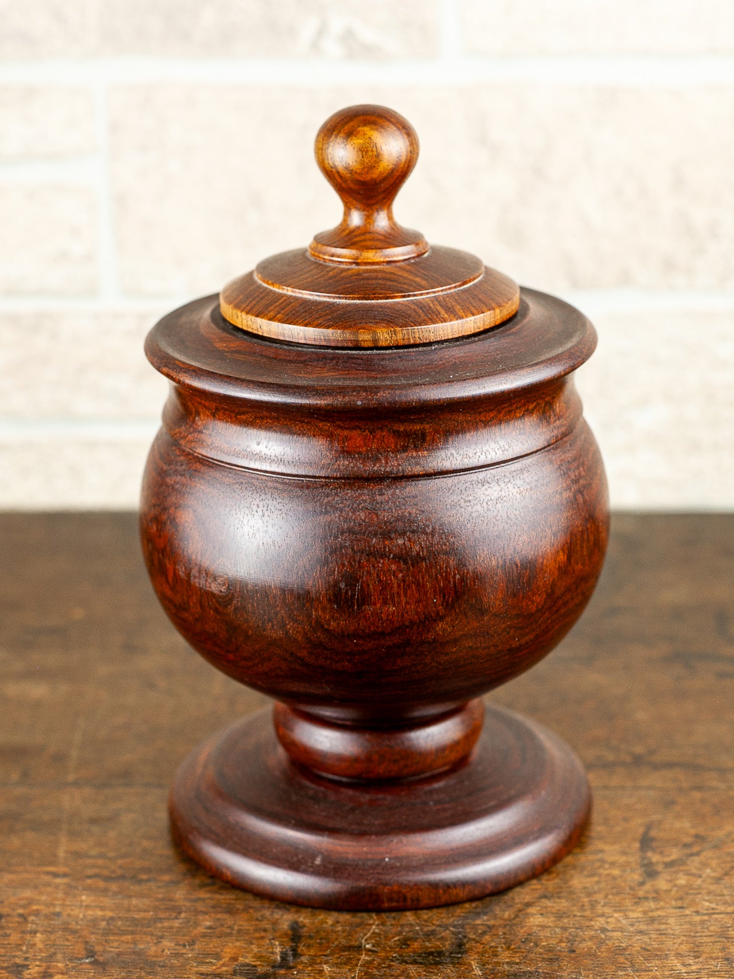 Mid-Century Solid Walnut Lidded Urn or Tobacco Jar