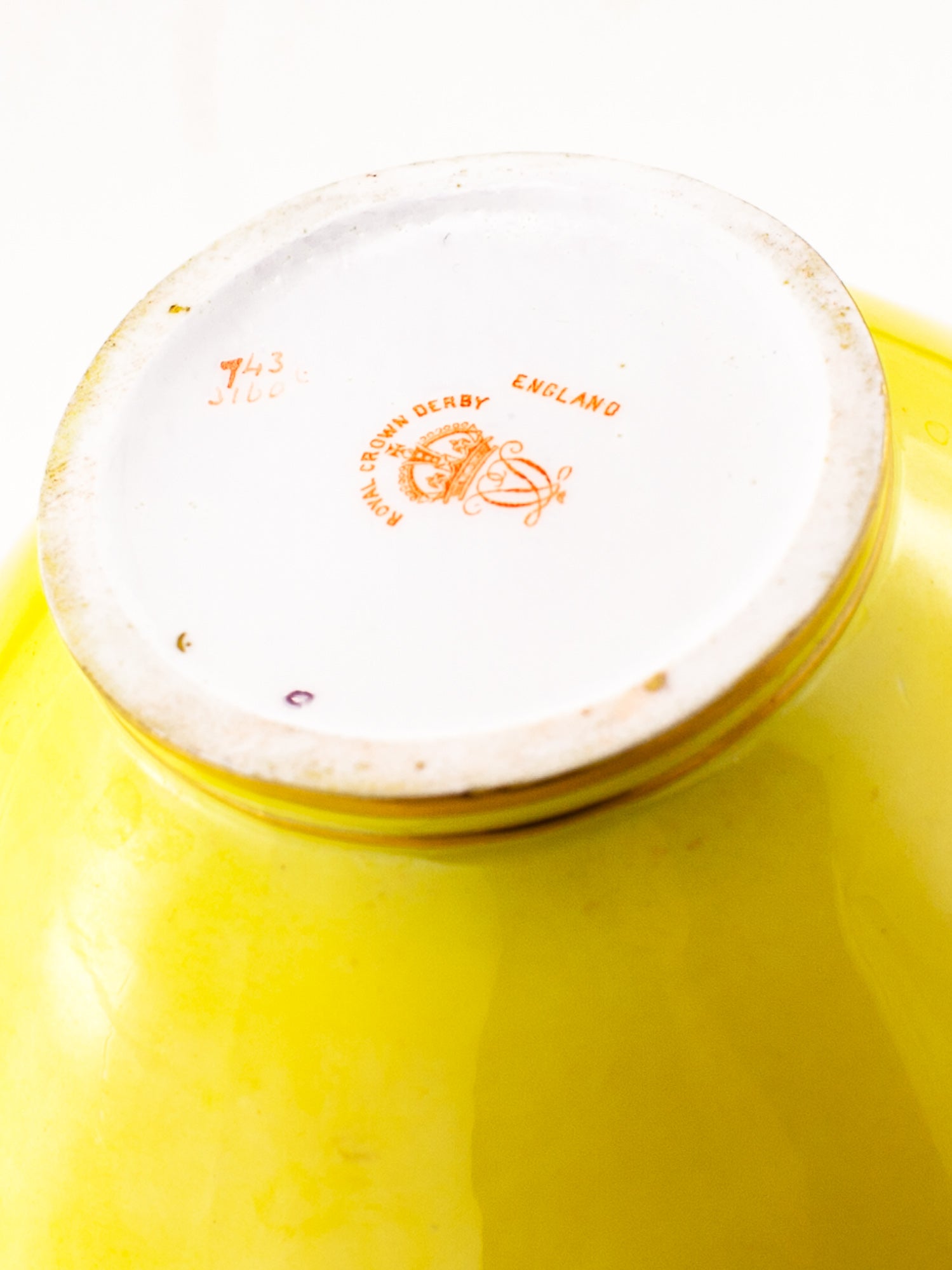 Rare Antique Royal Crown Derby Yellow Porcelain Vase, Circa 1891