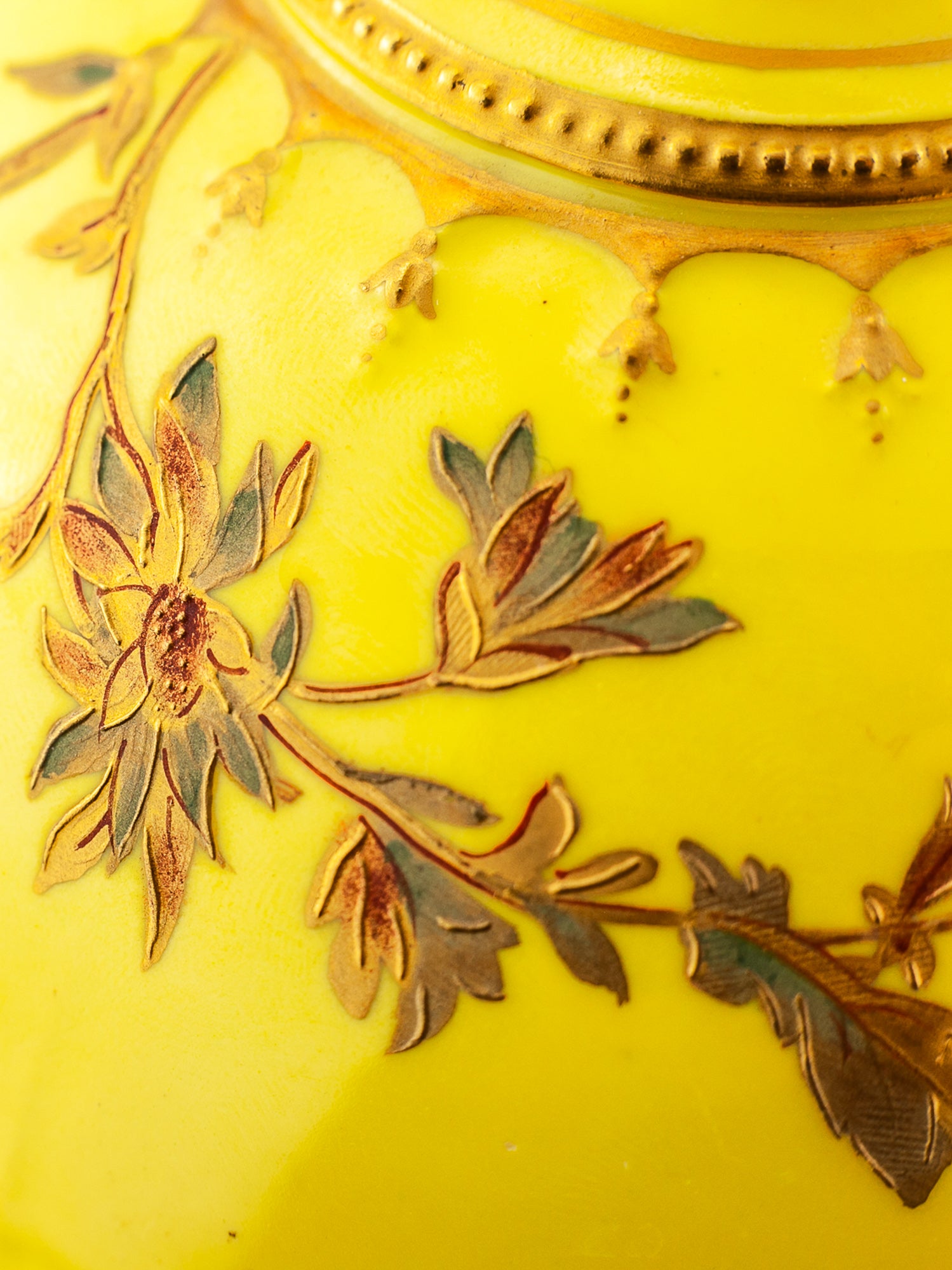 Rare Antique Royal Crown Derby Yellow Porcelain Vase, Circa 1891