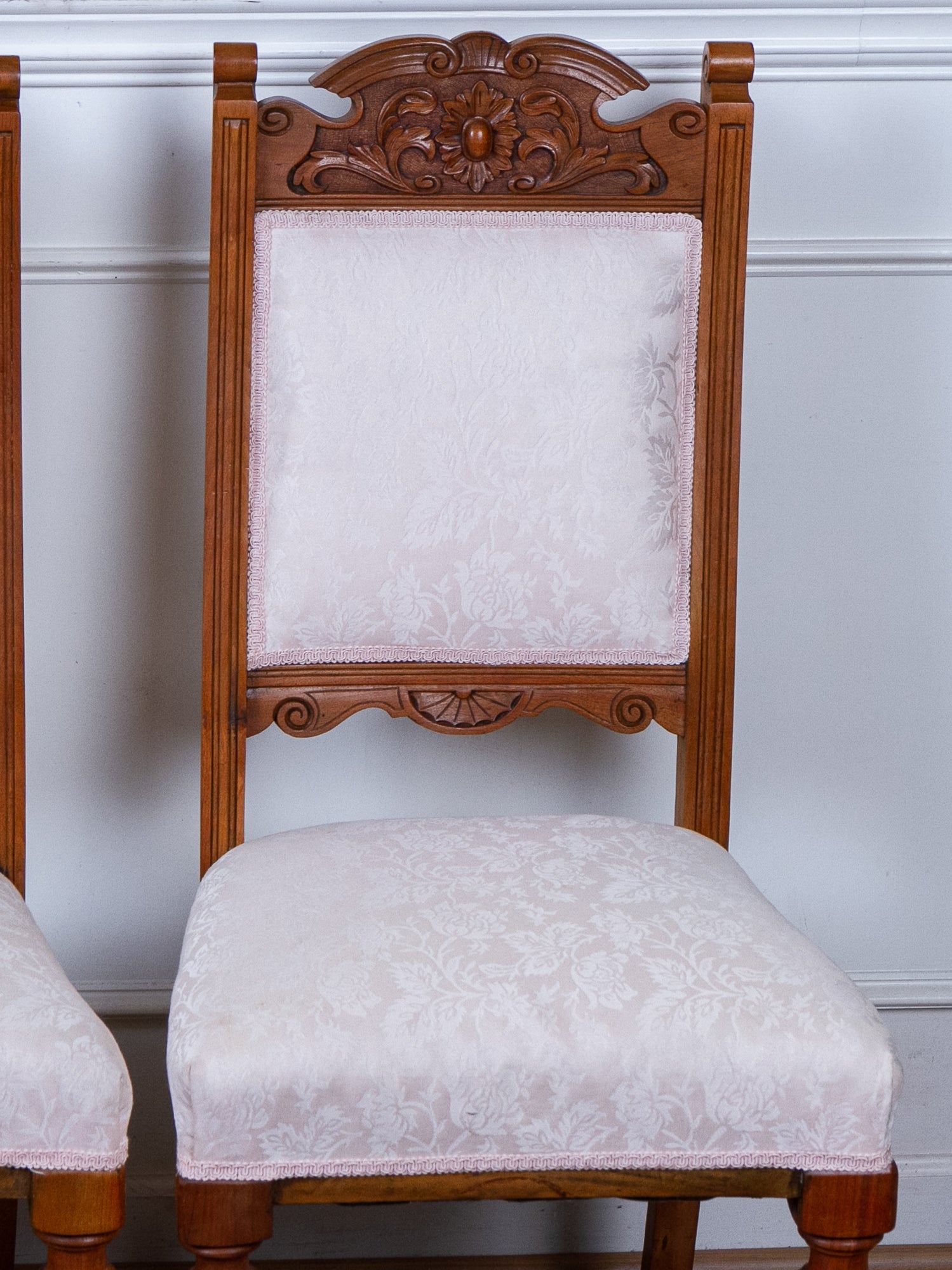 Set of Four Antique Victorian Renaissance Revival Walnut Dining Chairs, Circa 1890