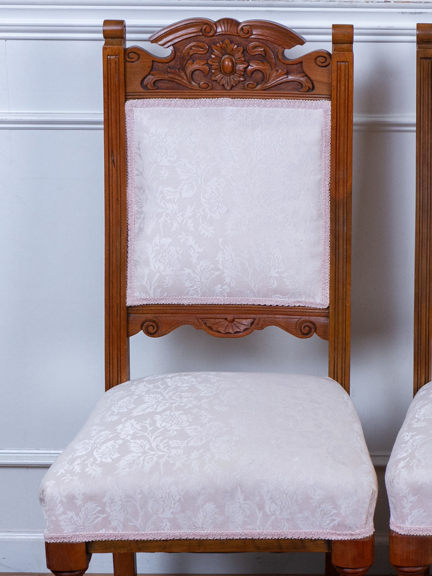 Set of Four Antique Victorian Renaissance Revival Walnut Dining Chairs, Circa 1890