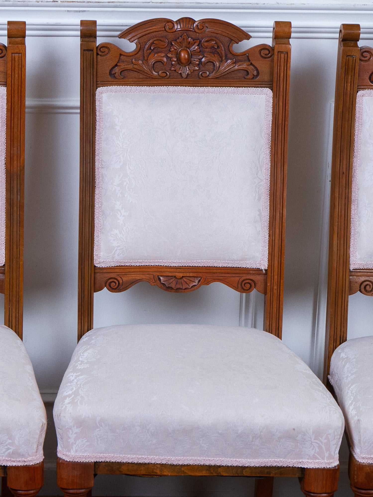 Set of Four Antique Victorian Renaissance Revival Walnut Dining Chairs, Circa 1890