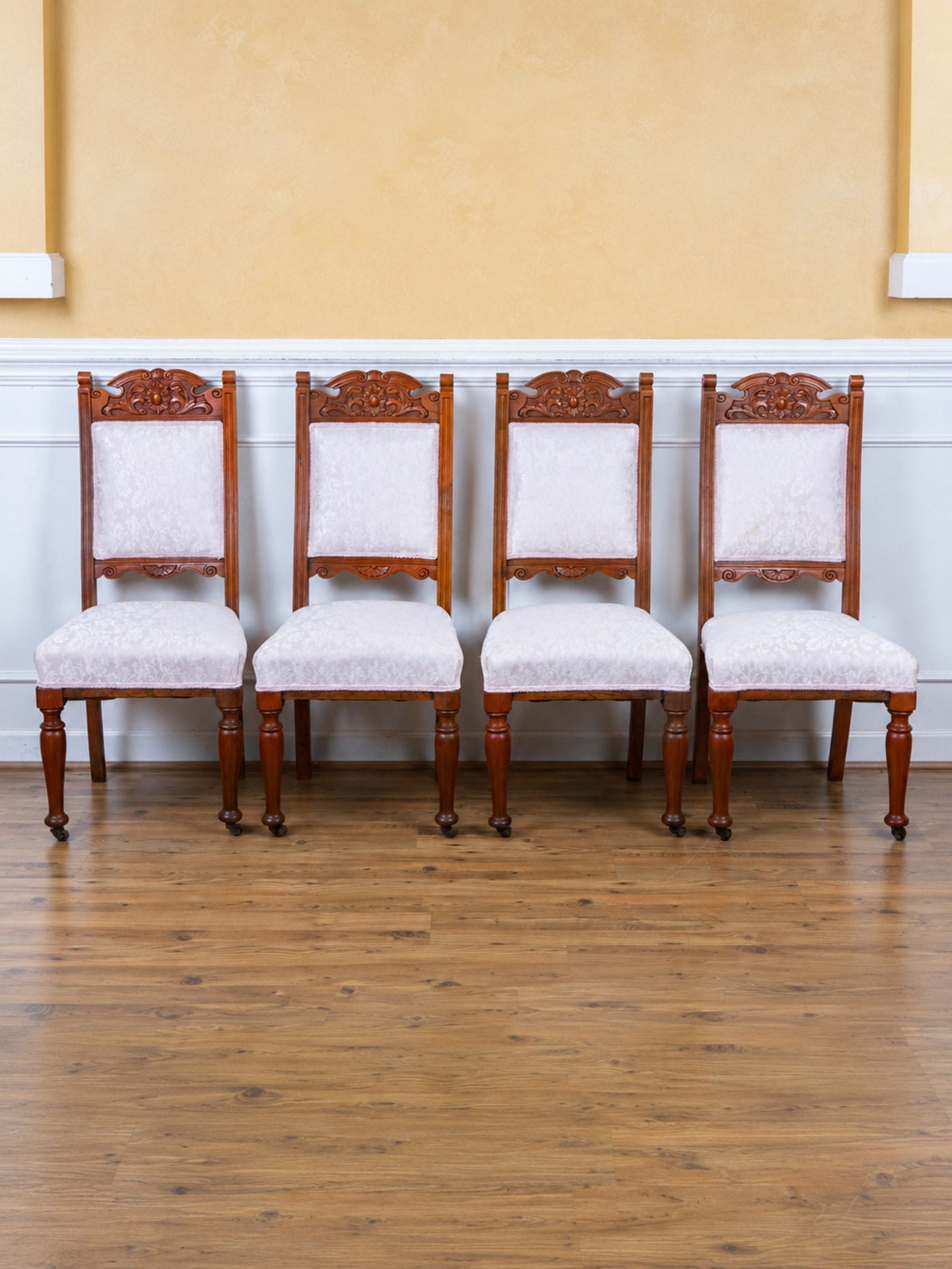 Set of Four Antique Victorian Renaissance Revival Walnut Dining Chairs, Circa 1890