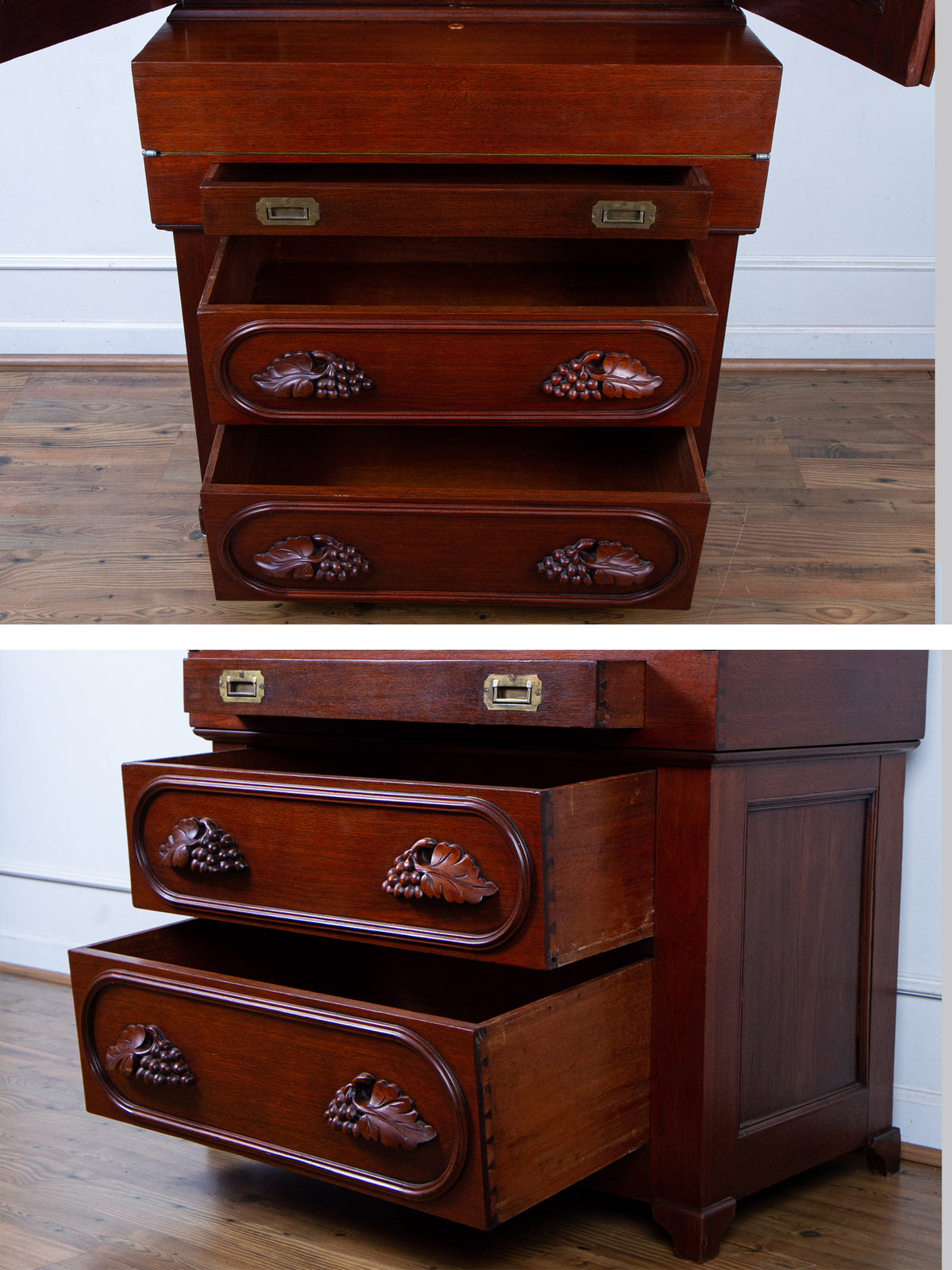 19th Century American Mahogany Secretary Desk with Blind Cupboard Top