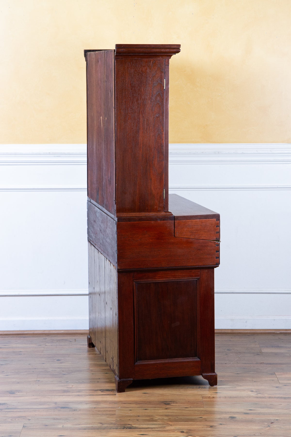 19th Century American Mahogany Secretary Desk with Blind Cupboard Top