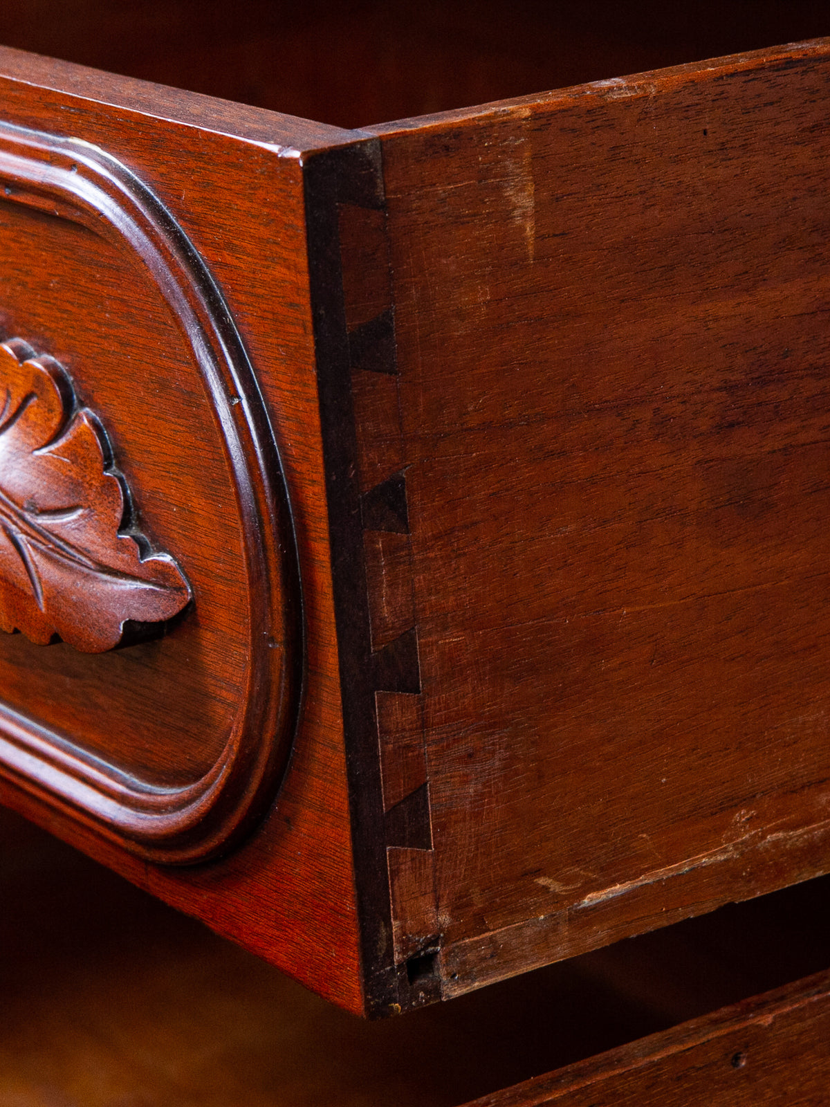 19th Century American Mahogany Secretary Desk with Blind Cupboard Top
