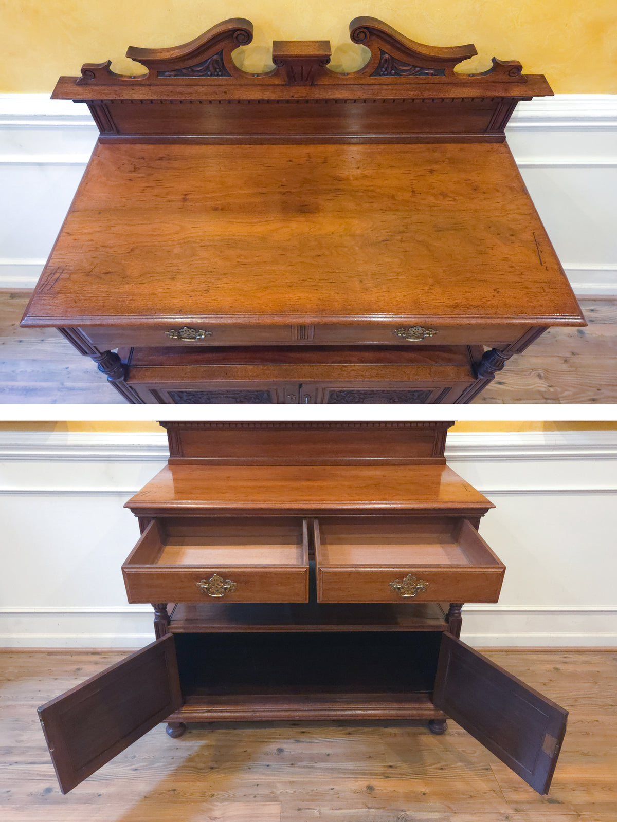 English Victorian Walnut Buffet Server, circa 1880