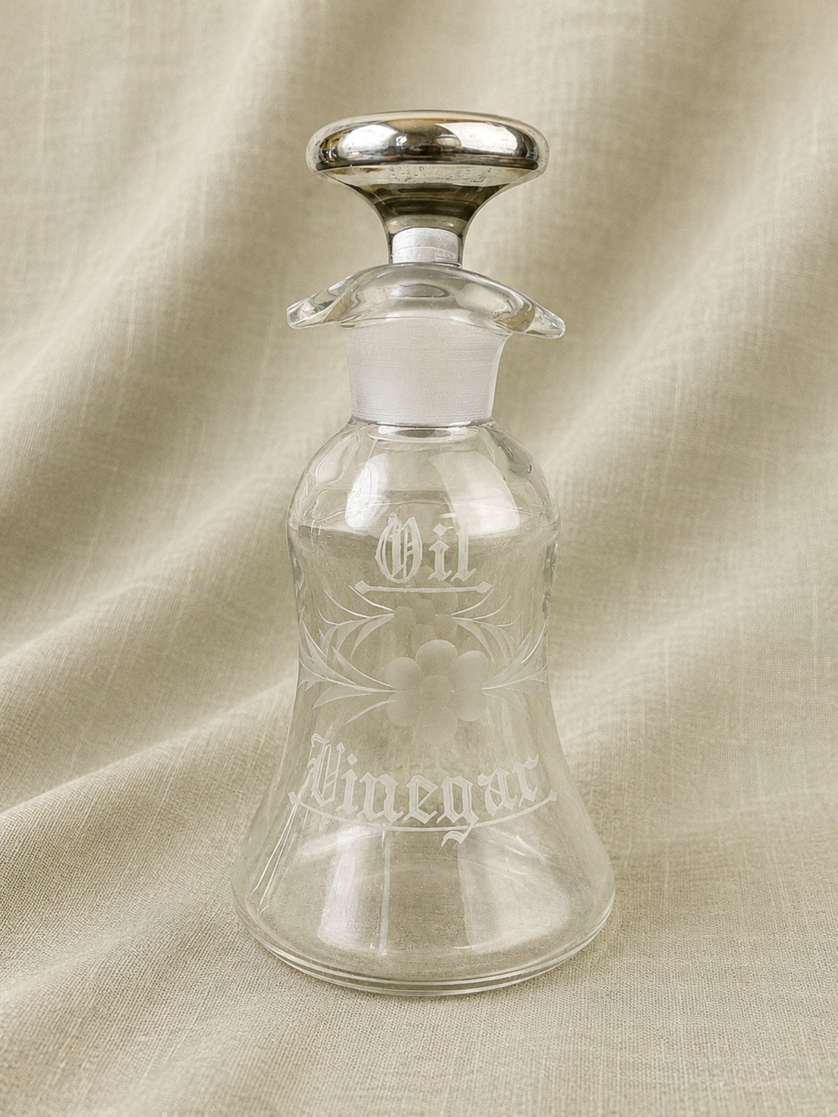 R. Wallace Sterling Silver & Etched Glass Oil and Vinegar Bottle, c.1910