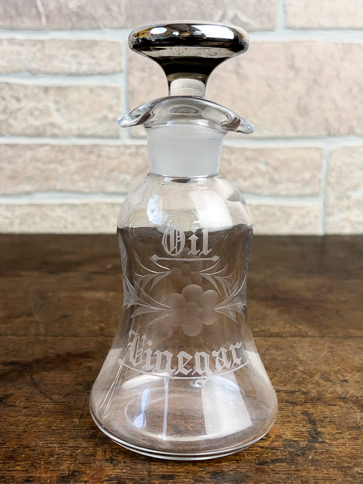 R. Wallace Sterling Silver & Etched Glass Oil and Vinegar Bottle, c.1910
