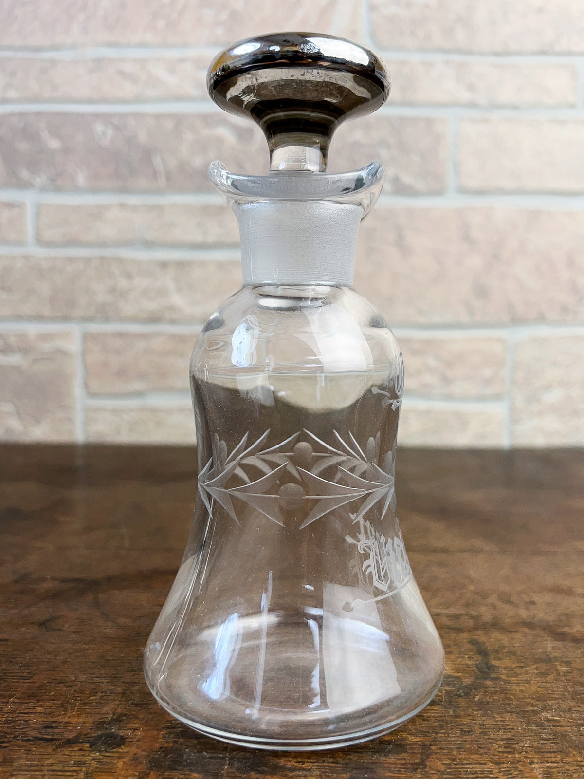 R. Wallace Sterling Silver & Etched Glass Oil and Vinegar Bottle, c.1910