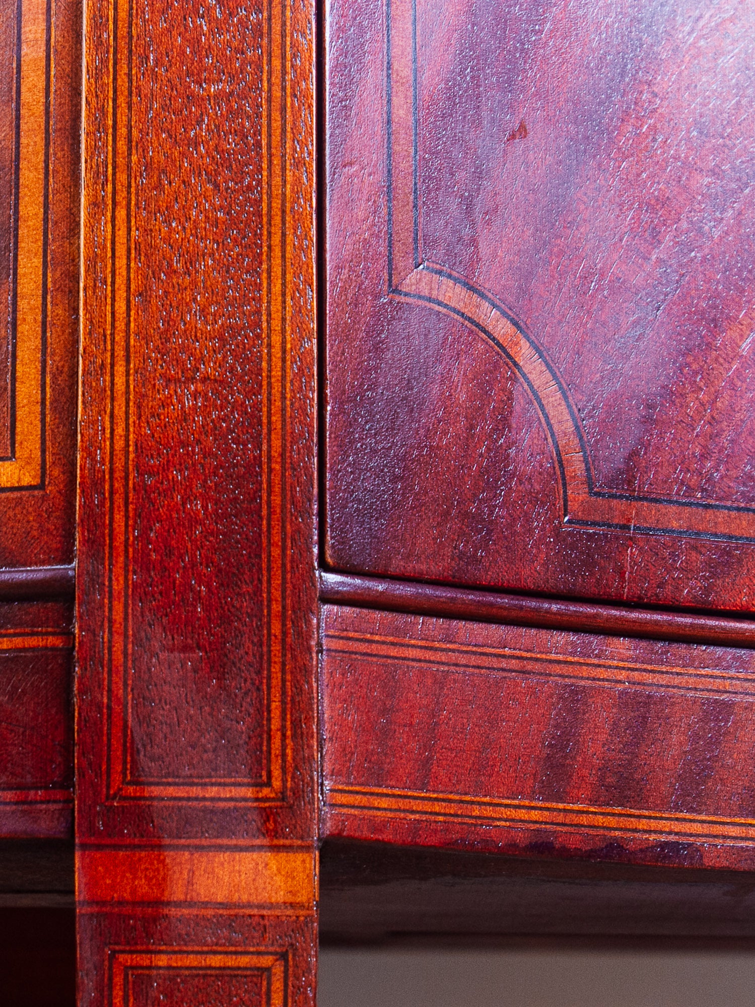 Large Antique Federal Style Inlaid Flame Mahogany Sideboard, Williams-Kimp, Grand Rapids, MI.