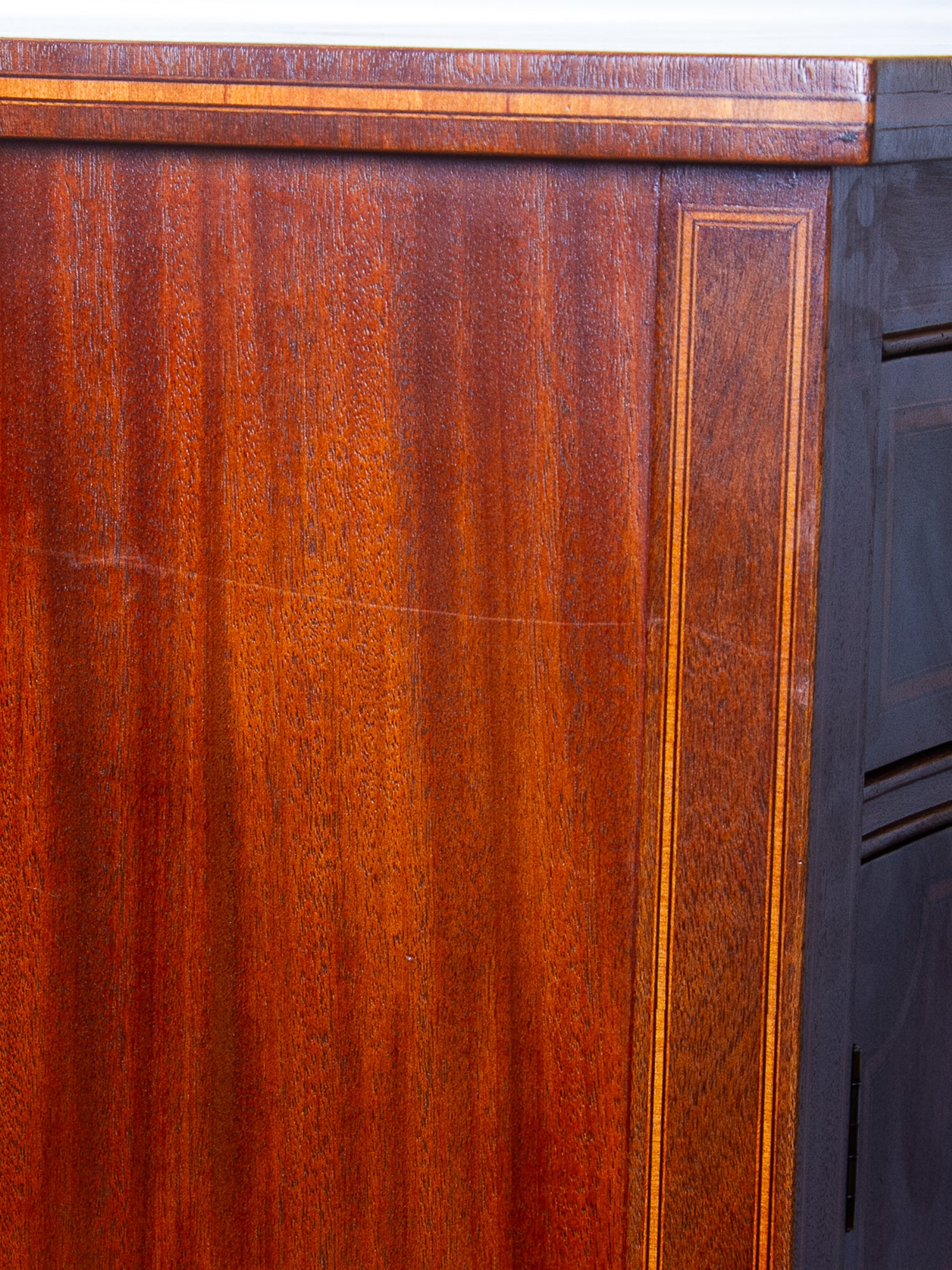 Large Antique Federal Style Inlaid Flame Mahogany Sideboard, Williams-Kimp, Grand Rapids, MI.