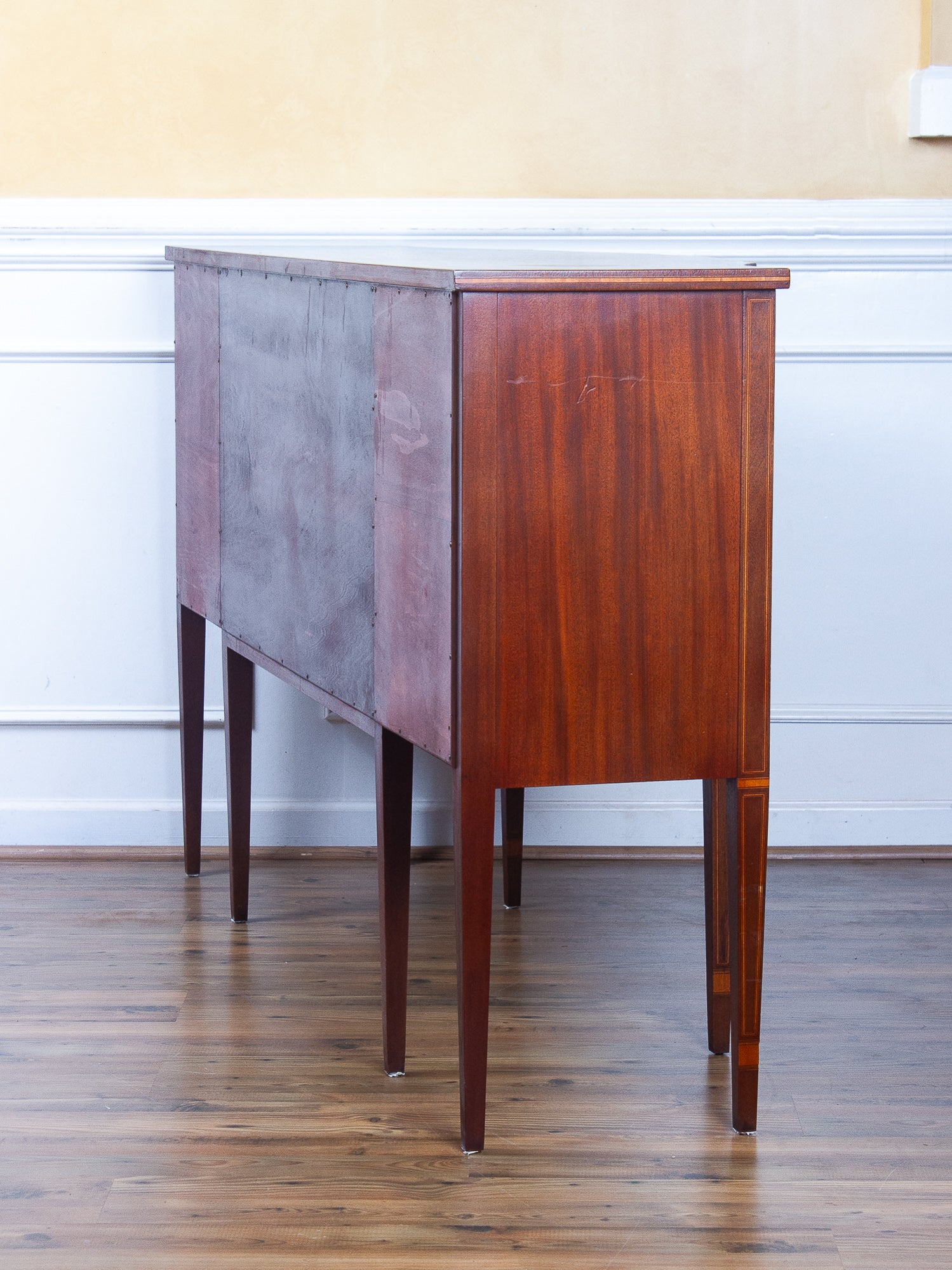 Large Antique Federal Style Inlaid Flame Mahogany Sideboard, Williams-Kimp, Grand Rapids, MI.