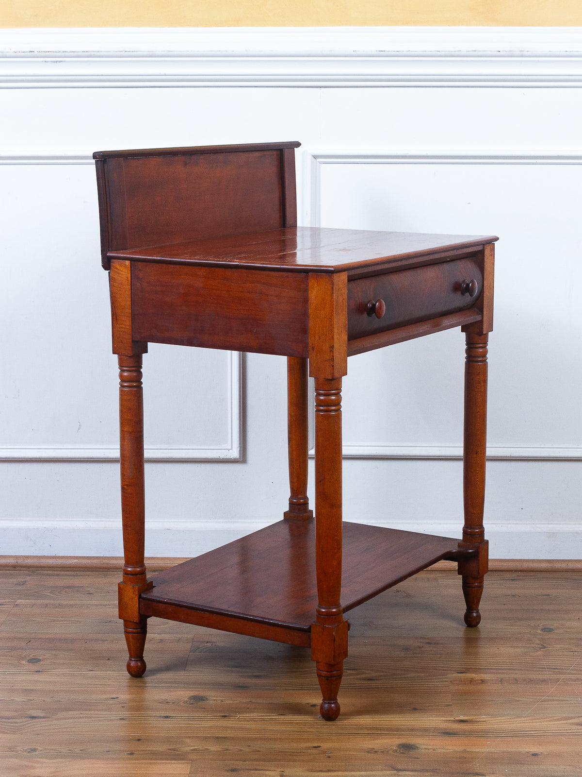 Early 19th Century American Cherry Sheraton Washstand with Flame Mahogany Drawer