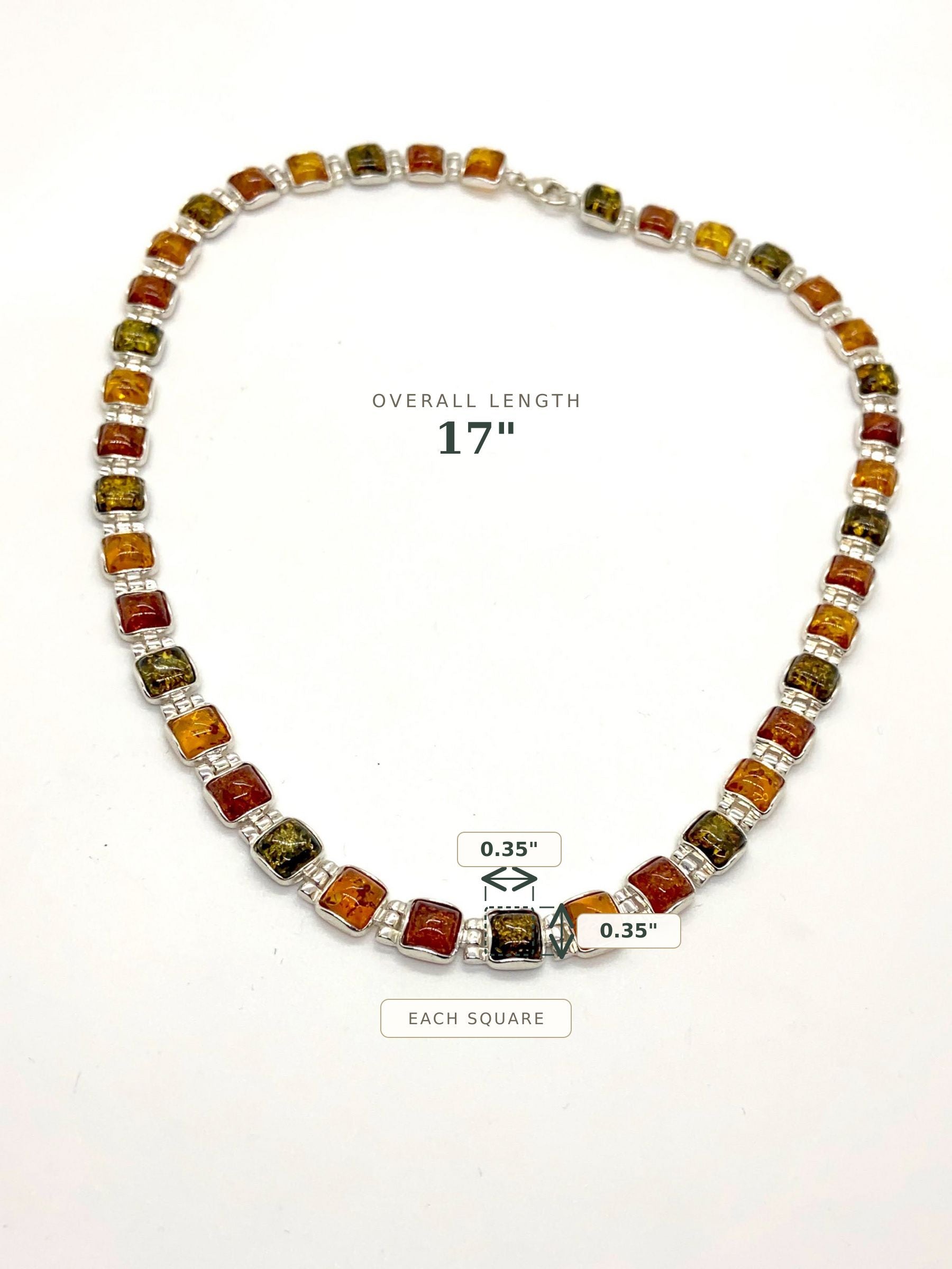 Vintage Multi-Color Baltic Amber Necklace in Sterling Silver
