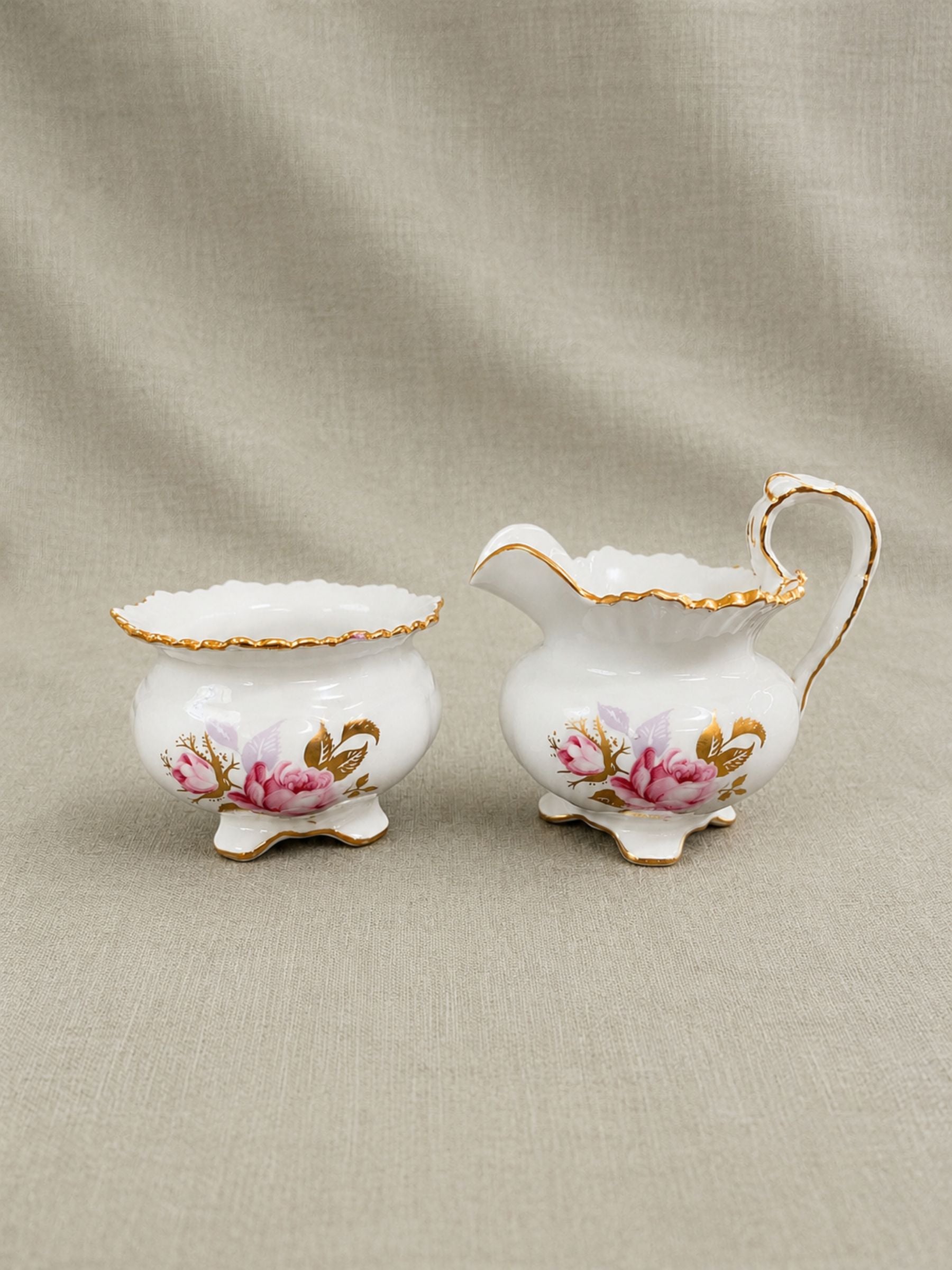 Aynsley Bone China Sugar Bowl & Creamer Set, Circa 1940s