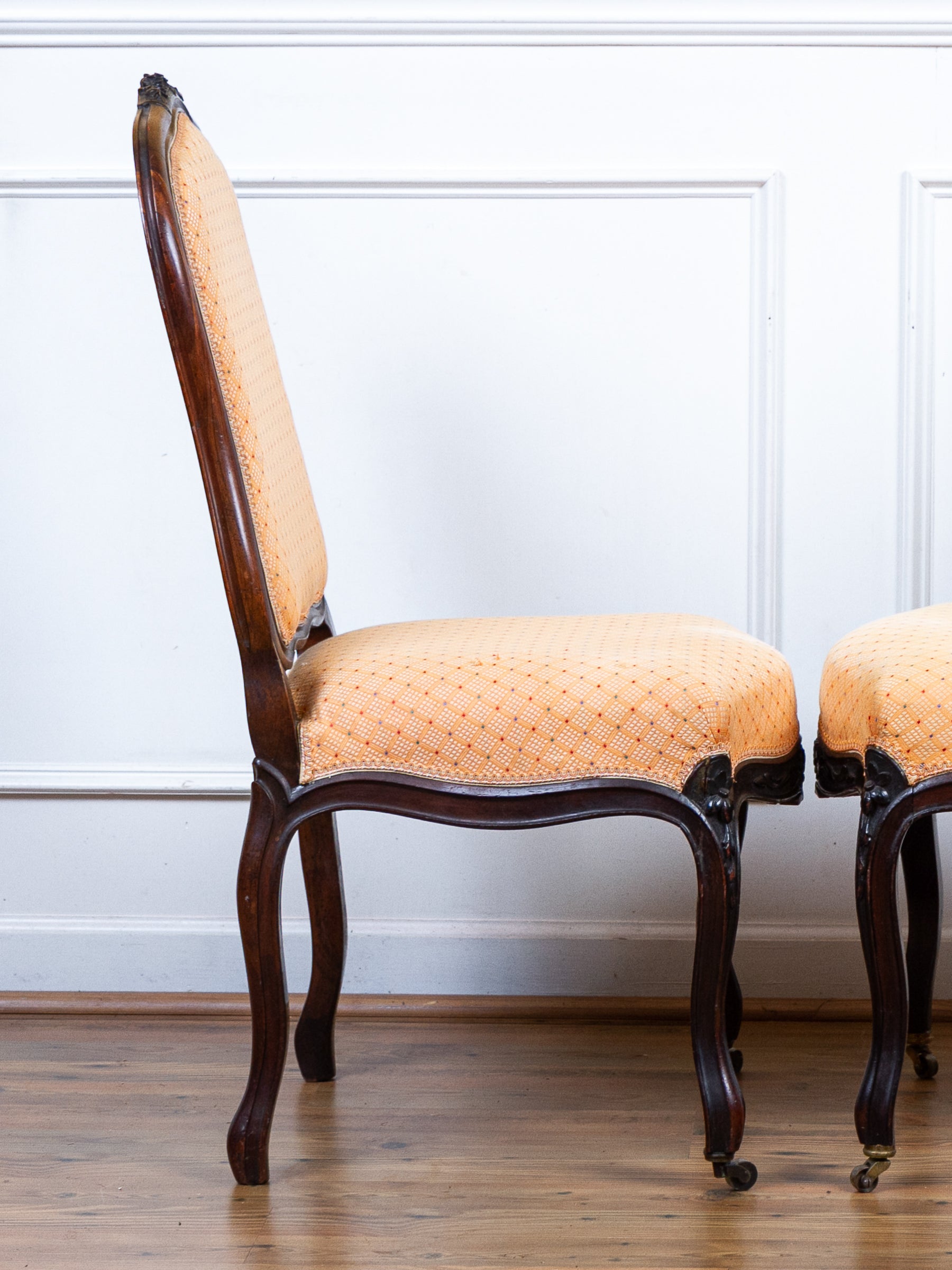 Pair Antique 18th Century French Louis XV Carved Side Chairs
