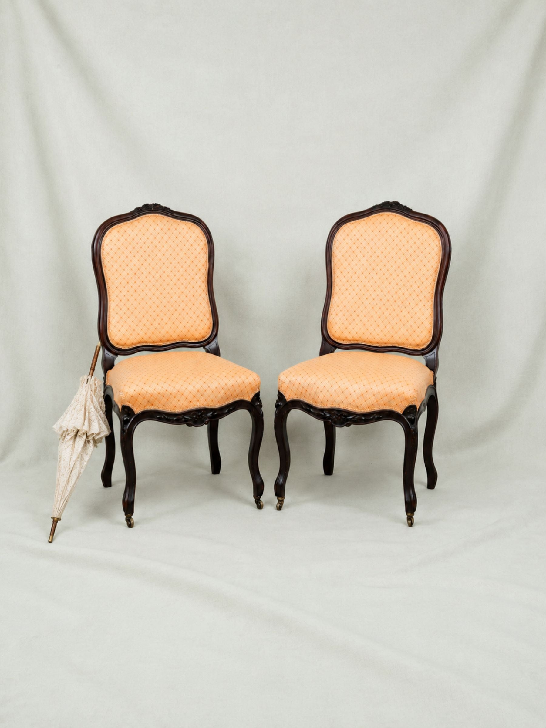 Pair Antique 18th Century French Louis XV Carved Side Chairs