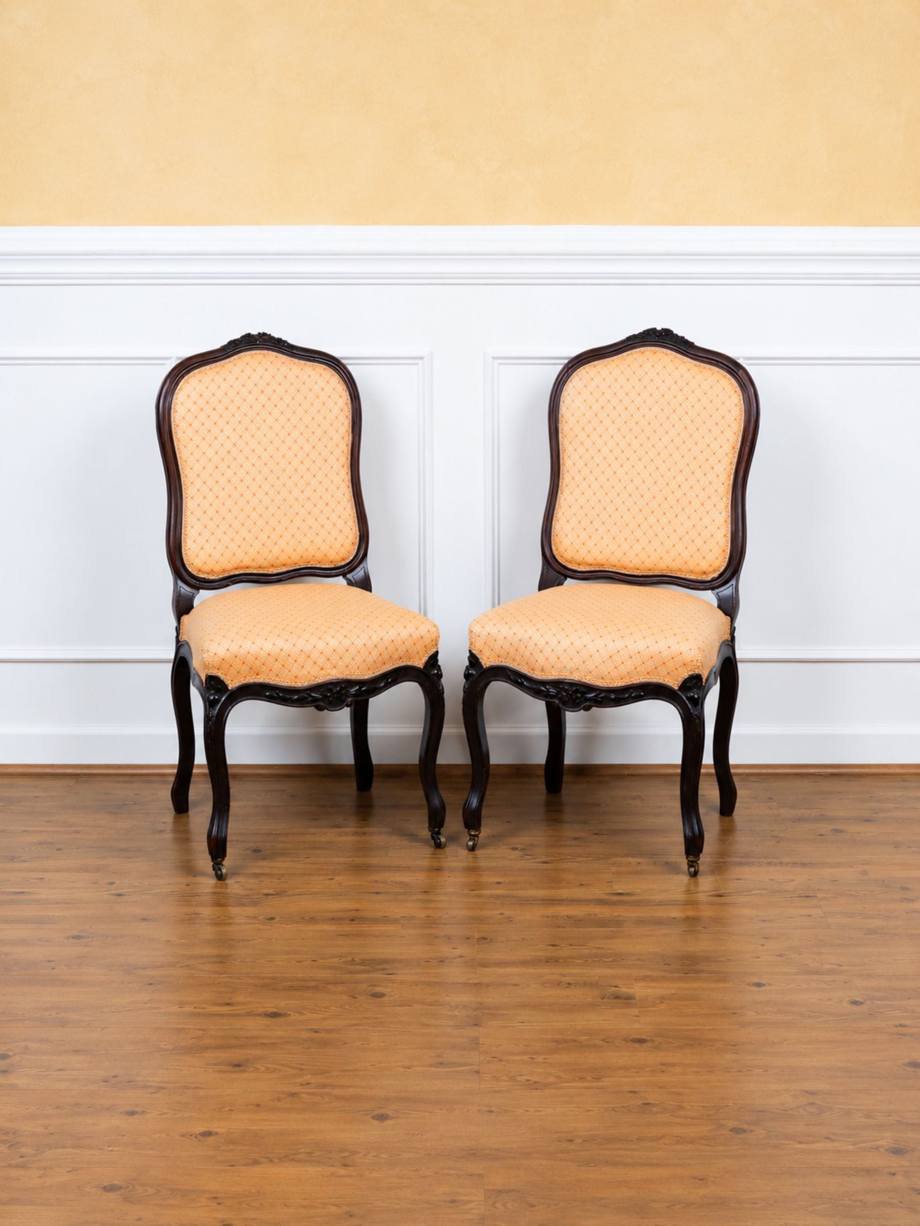 Pair Antique 18th Century French Louis XV Carved Side Chairs