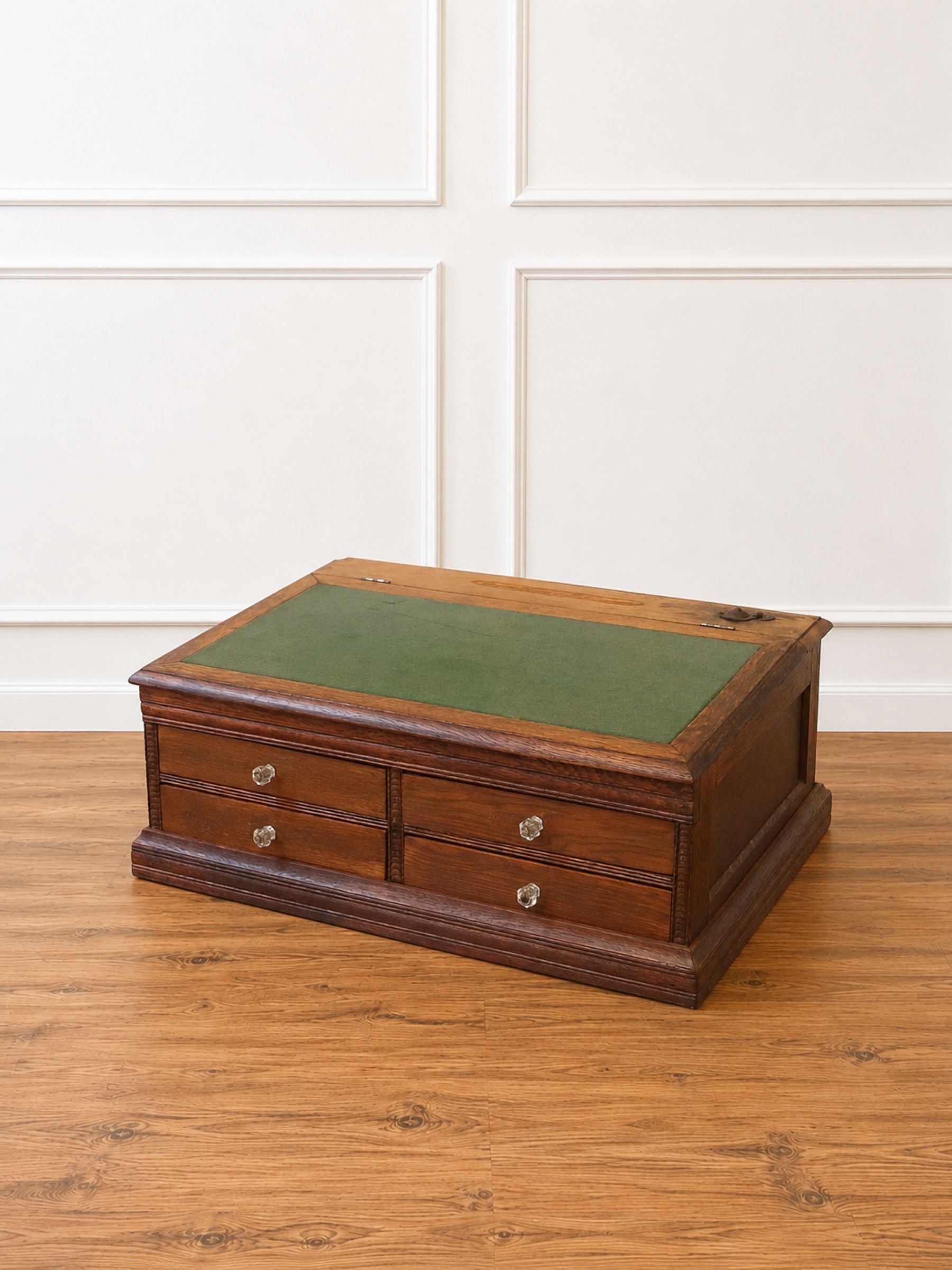 Antique Oak Table Top Spool Cabinet Slant Top Desk.