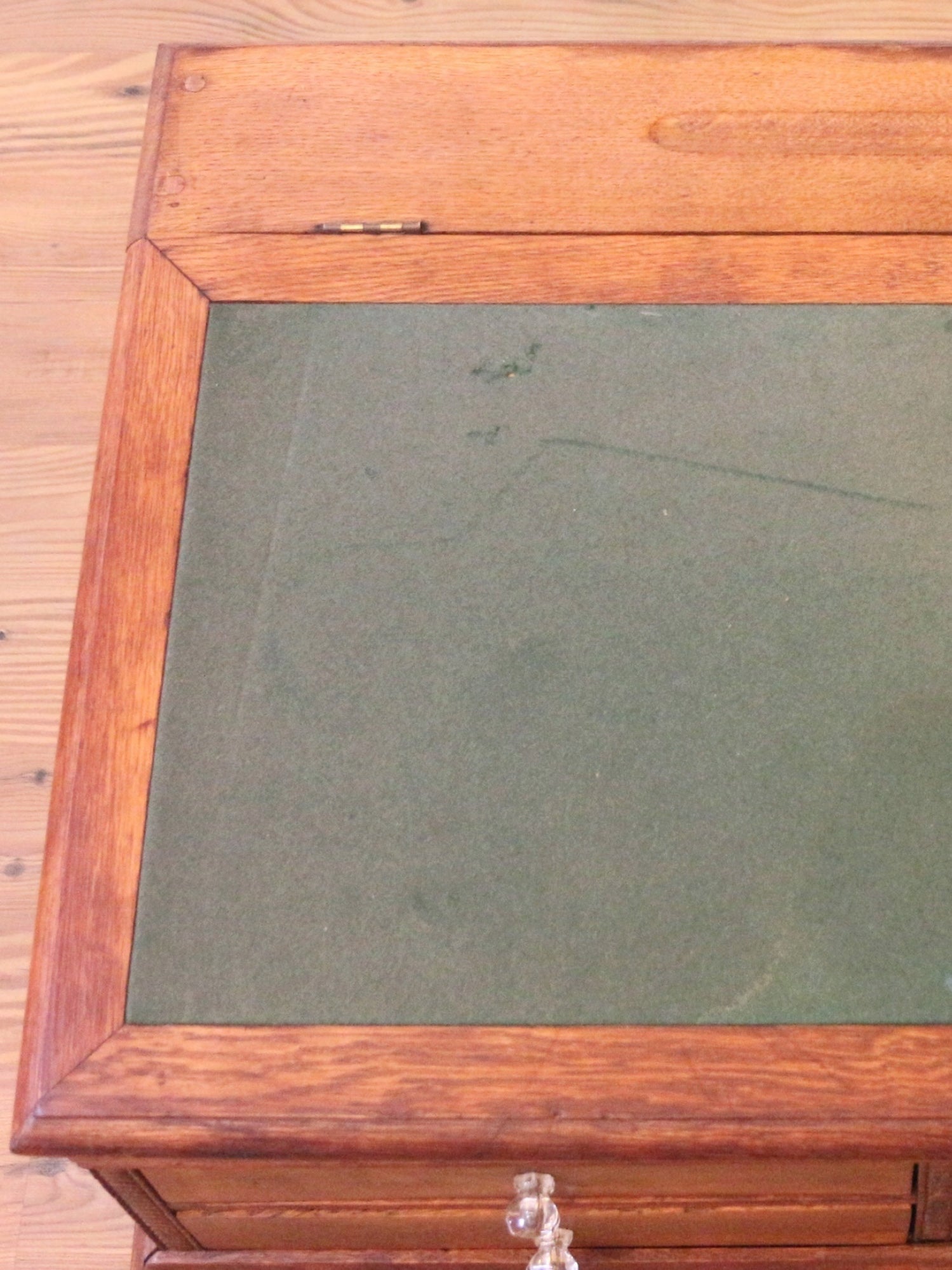 Antique Oak Table Top Spool Cabinet Slant Top Desk.