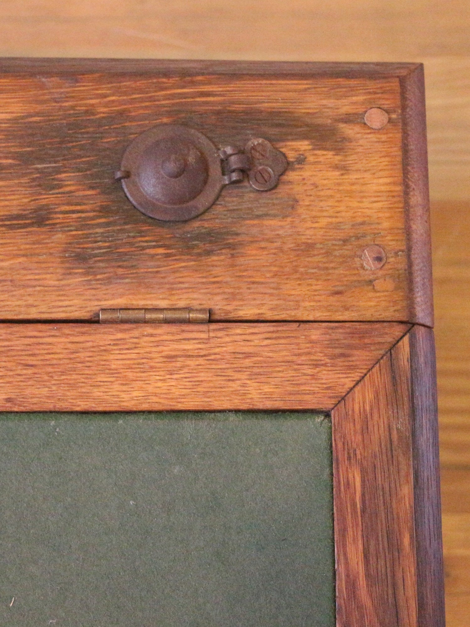 Antique Oak Table Top Spool Cabinet Slant Top Desk.