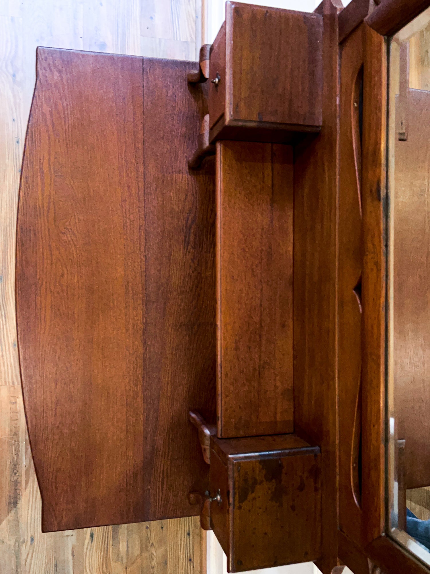 Early 20th Century Bow Front Dresser with Swivel Mirror