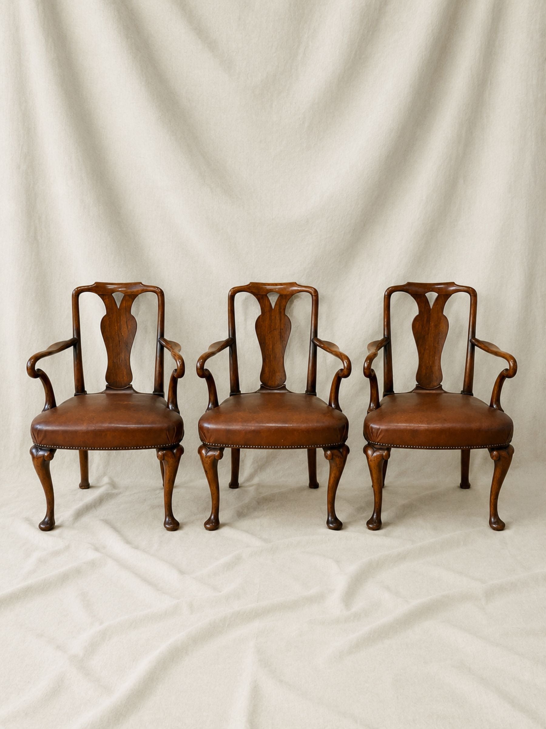 Early 18th Century English Georgian Walnut Queen Anne Shepherds Crook Arm Chair.