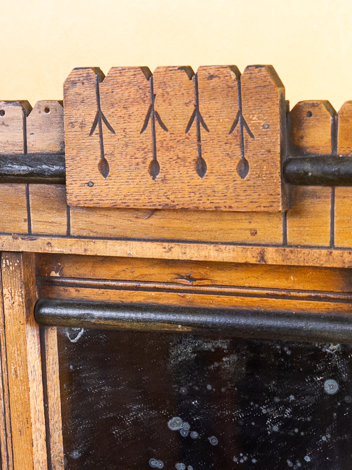 Miniature Arts & Crafts Style Mirror-Back Dresser with Hand-Carved Drawers