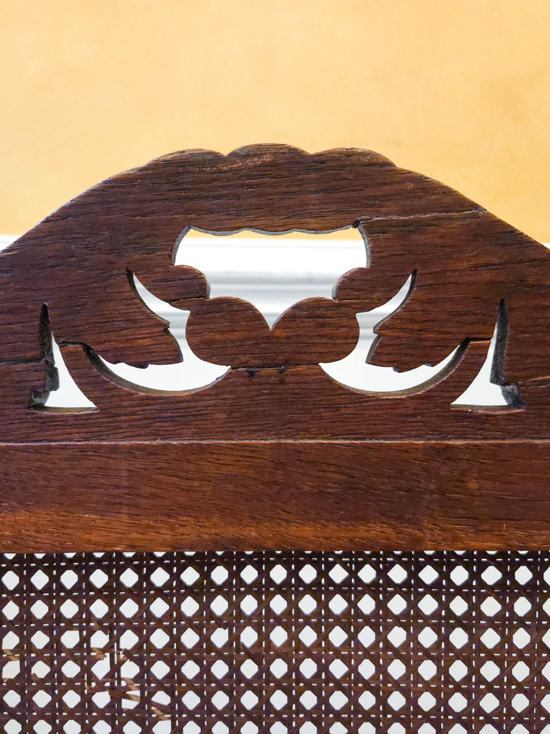 Pair of Antique French Carved Oak Chairs, Late 19th Century with Cane Seats and Backs.
