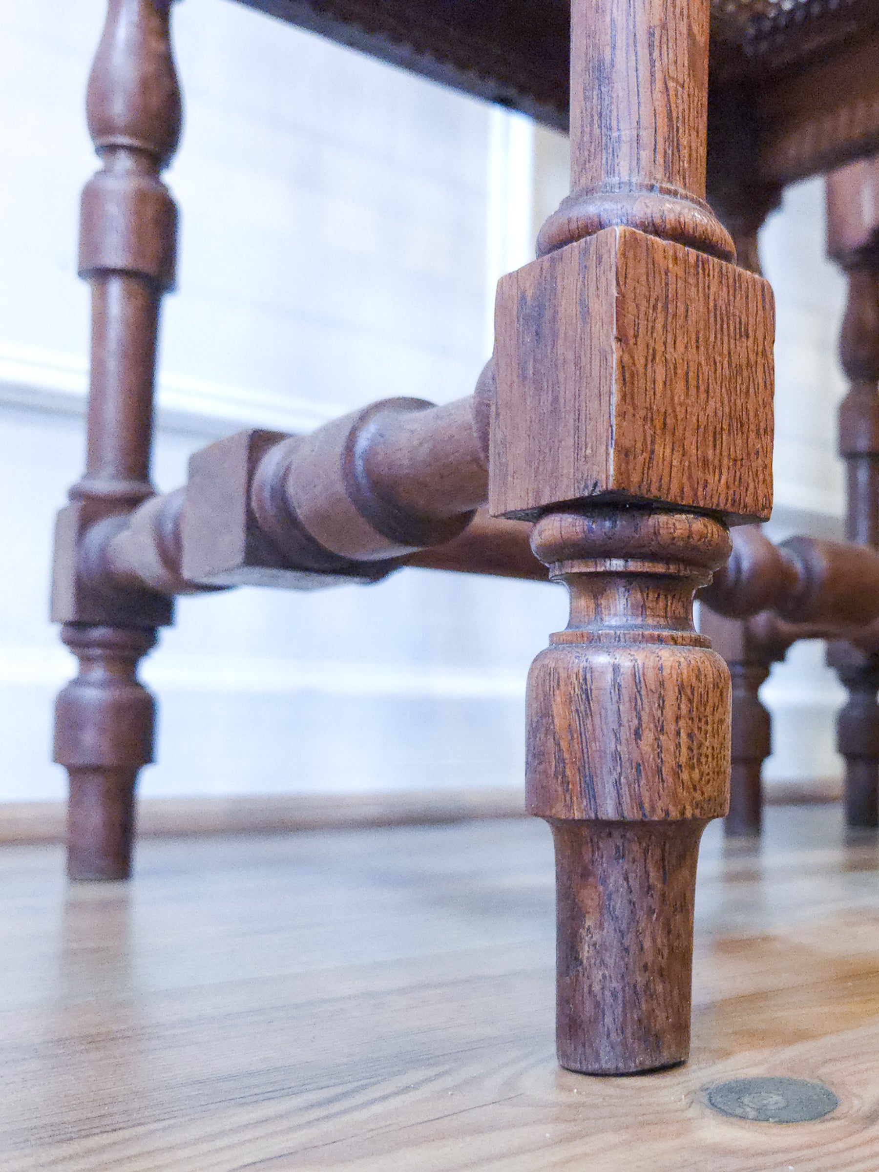 Pair of Antique French Carved Oak Chairs, Late 19th Century with Cane Seats and Backs.