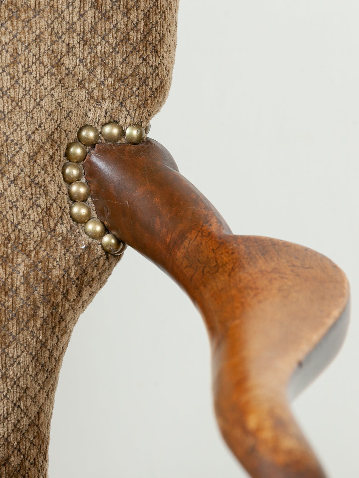 19th Century Victorian Carved Lion Head Armchair with Paw Feet & Shepherd's Crook Arms